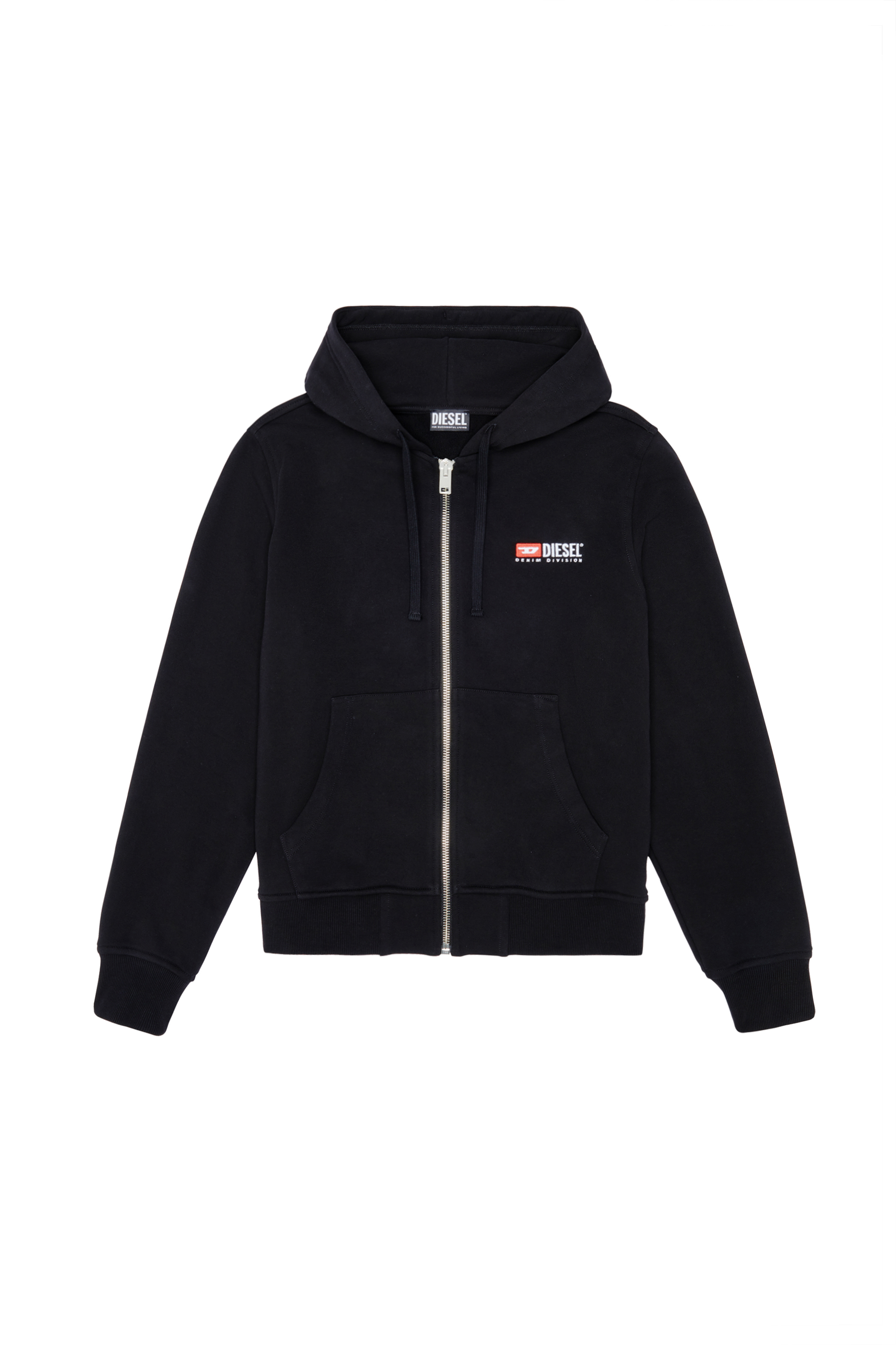 Diesel - S-GINN-HOOD-ZIP-DIV, Man Zip-up hoodie with logo embroidery in Black - Image 3