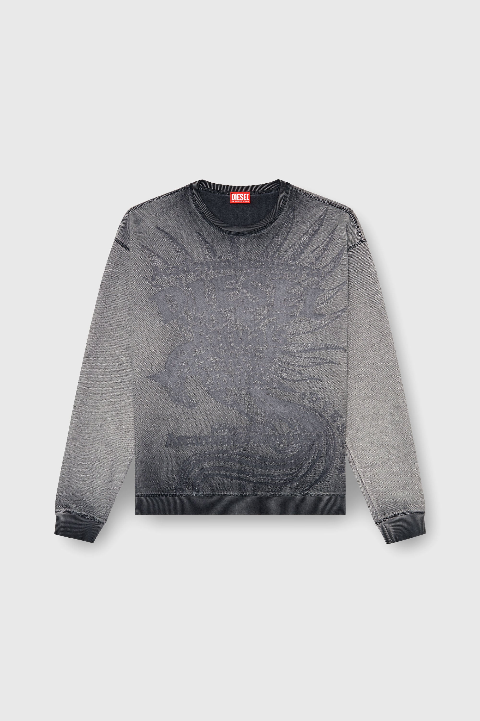 Diesel - S-ARON-RAW, Herren Sweatshirt mit d&eacute;vor&eacute;-Print in Dunkelgrau - 2