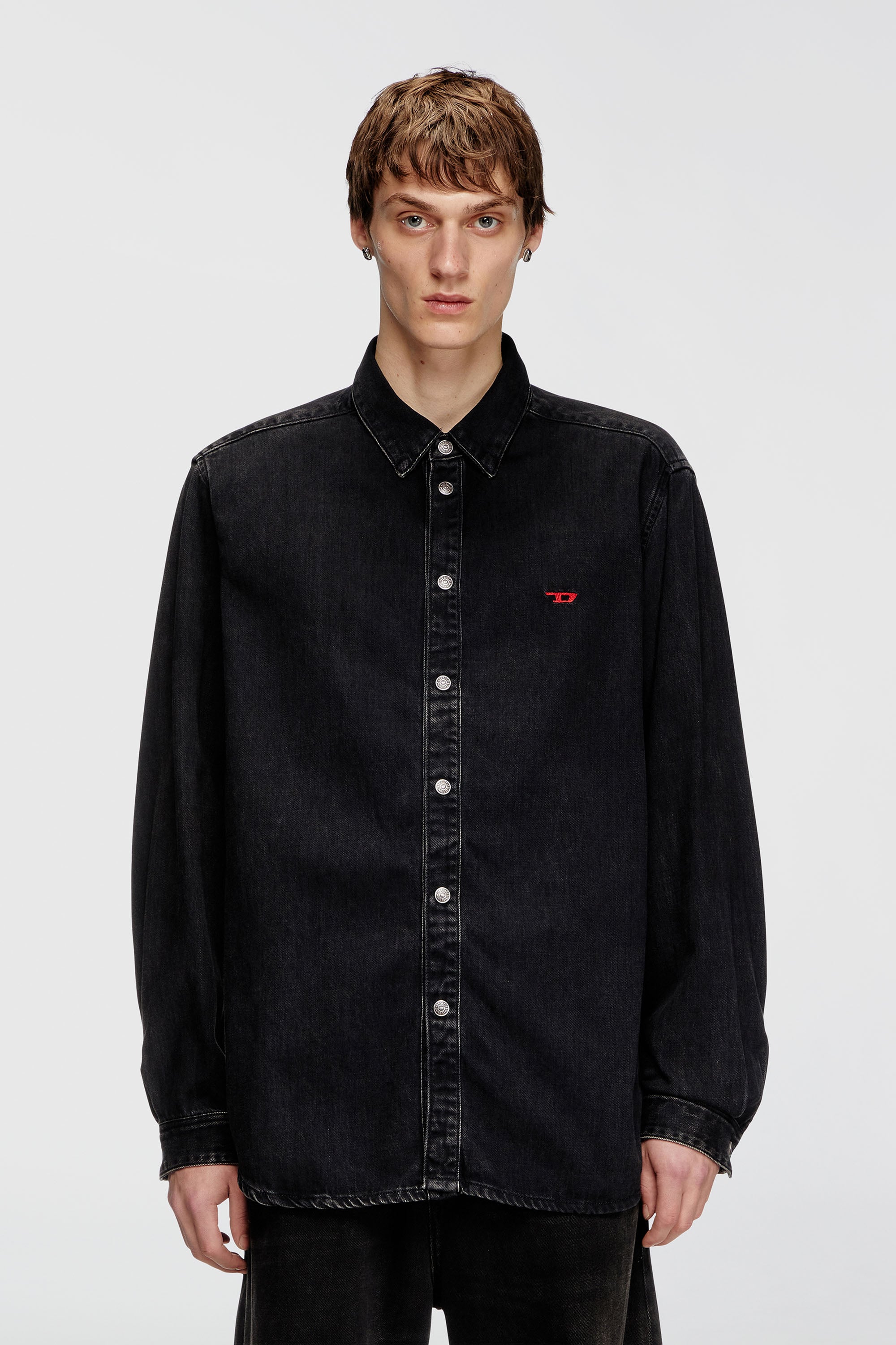 Diesel - D-SIMPLY, Herren Shirt aus TENCEL-Denim in Schwarz - 1