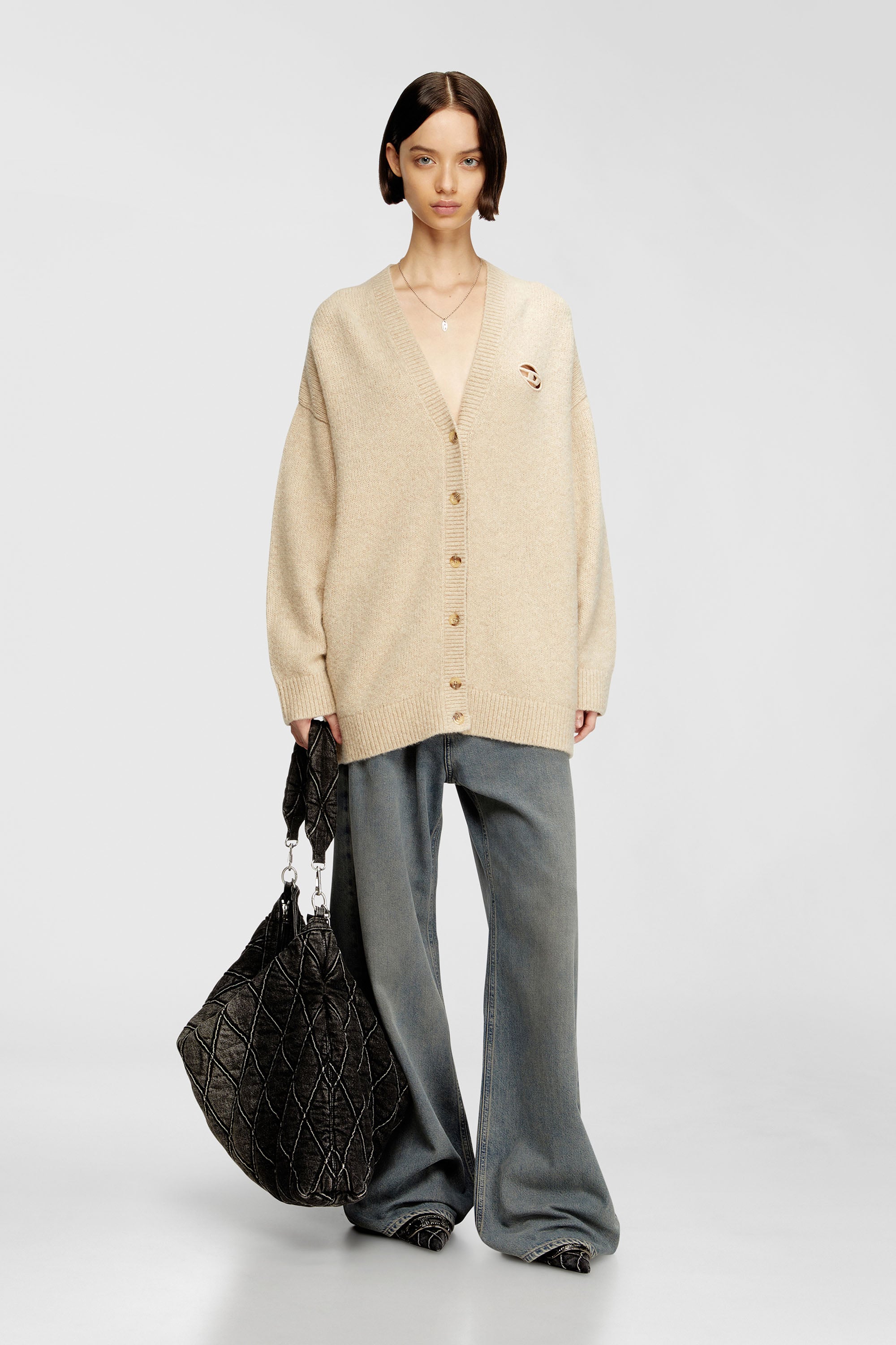 Diesel - M-AREELA, Damen Cardigan aus Woll- und Alpakamischung in Beige - 2