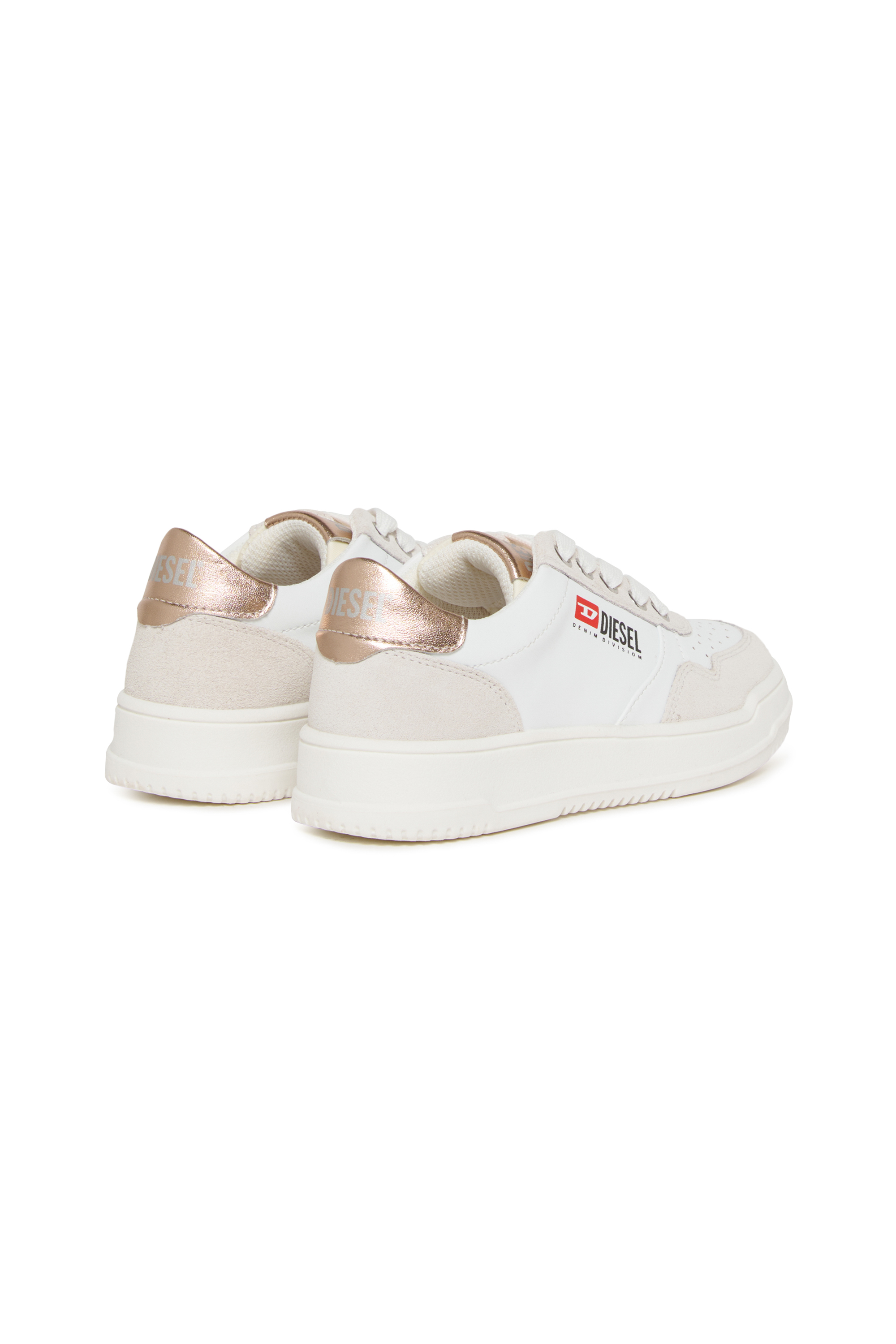 Diesel - S-CASCOUN, Unisex's S-CASCOUN-Sneakers in leather with side logo in White/Pink - 3