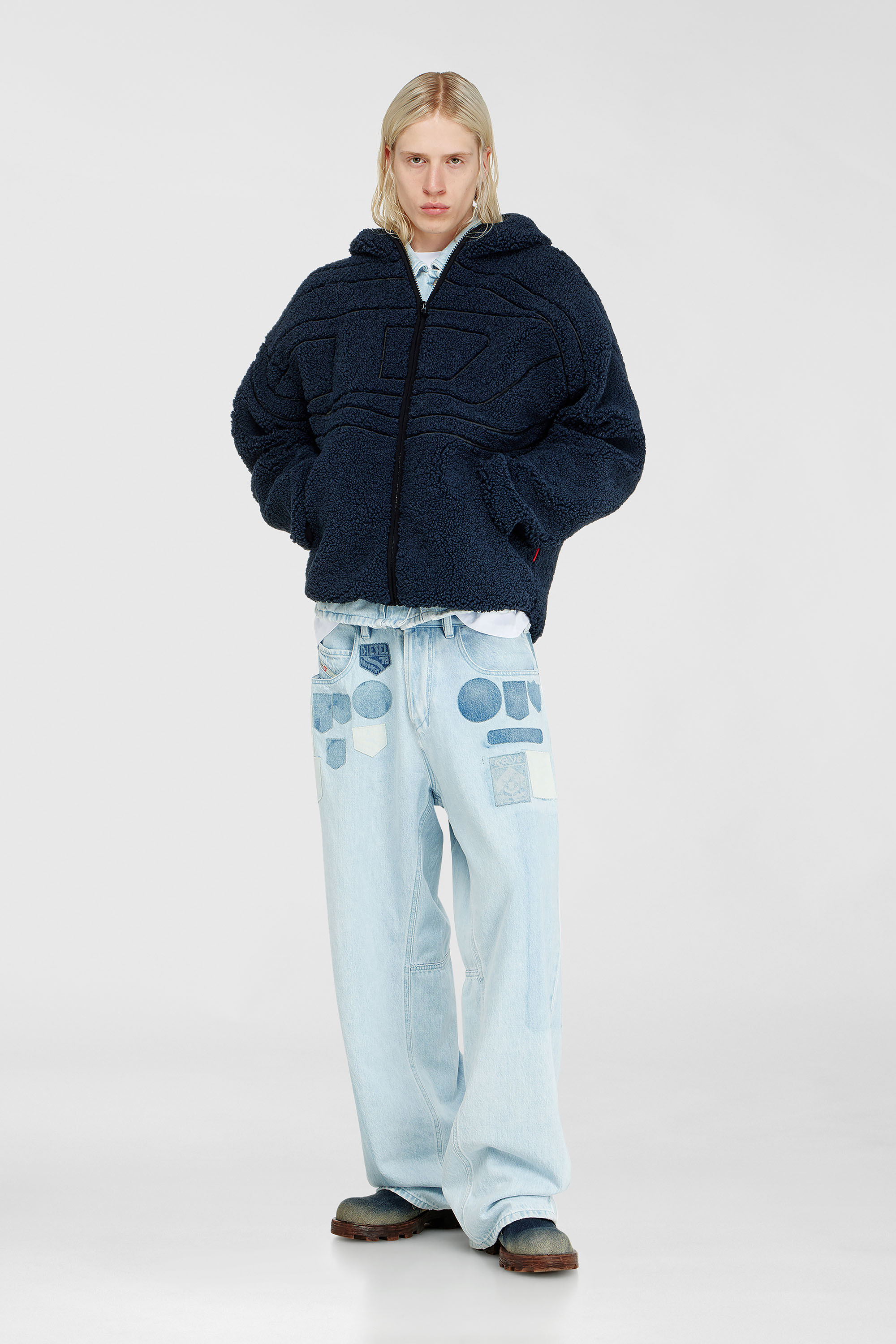 Diesel - S-ZAT, Herren Teddy-Kapuzenpullover in Dunkelblau - 1
