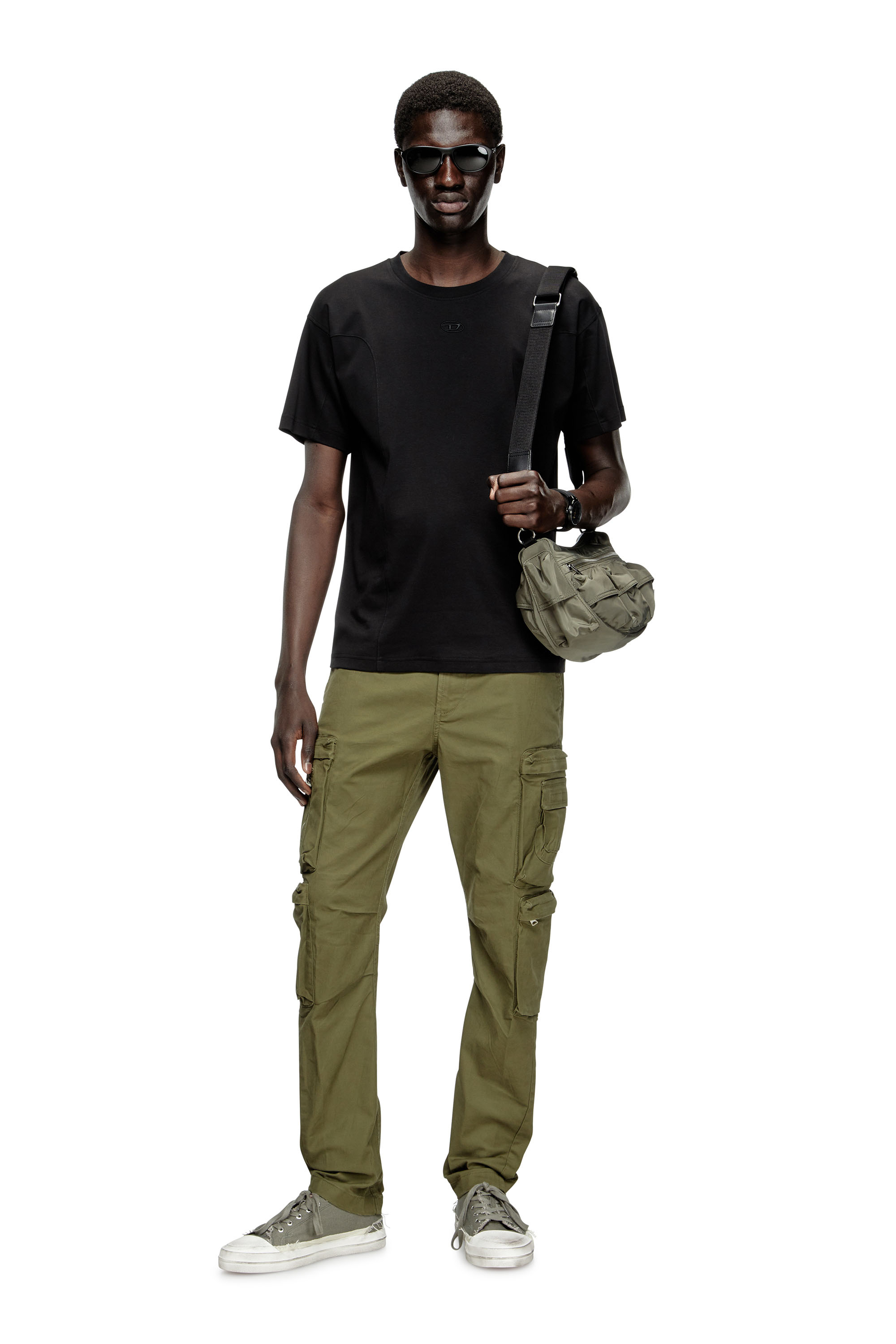 Diesel - T-NORM-INT, Herren Kurzarm-T-Shirt mit Einsätzen in Schwarz - 2