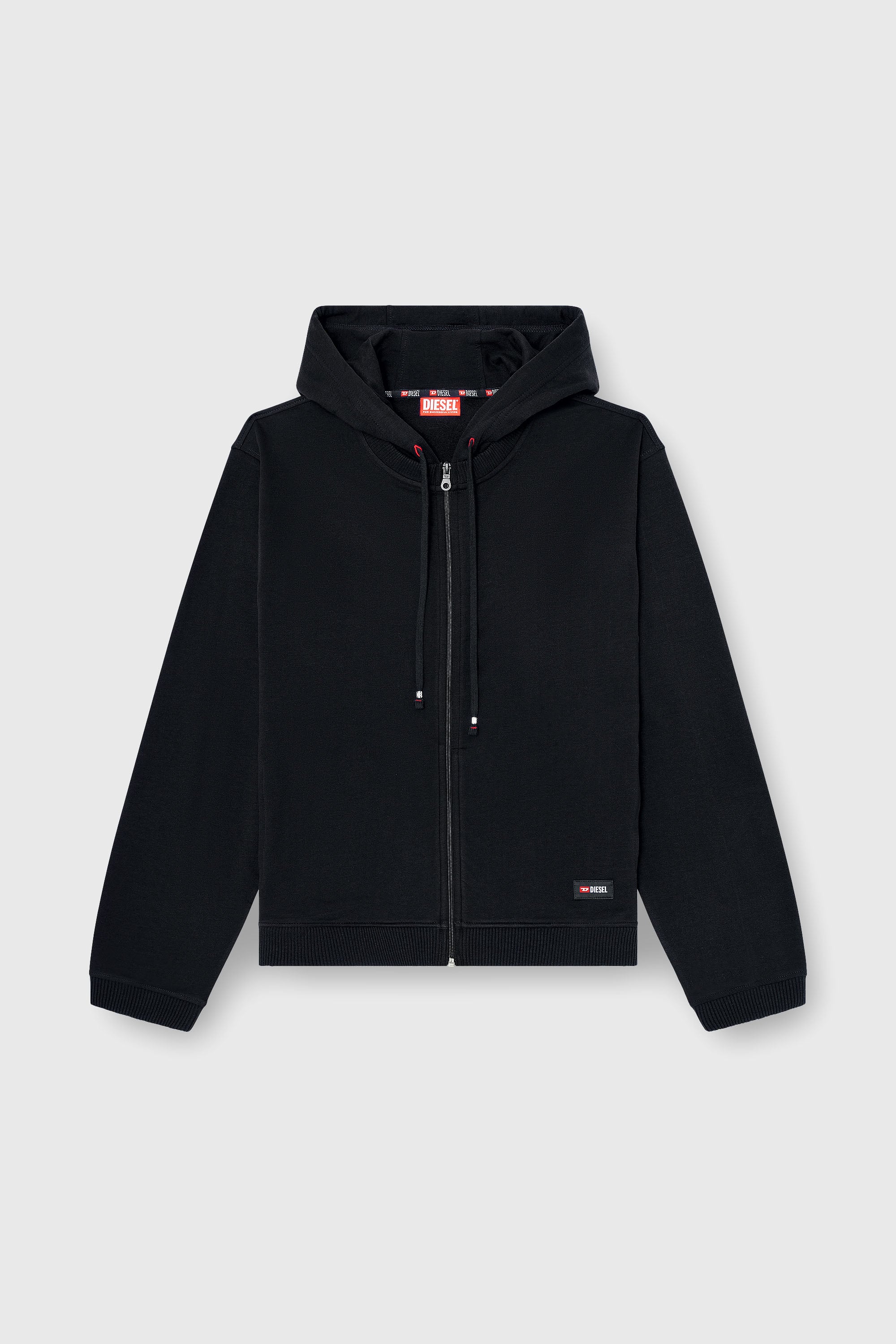 Diesel - JOY-D-CORE, Man's Hoodie in peached cotton blend in Black - 2