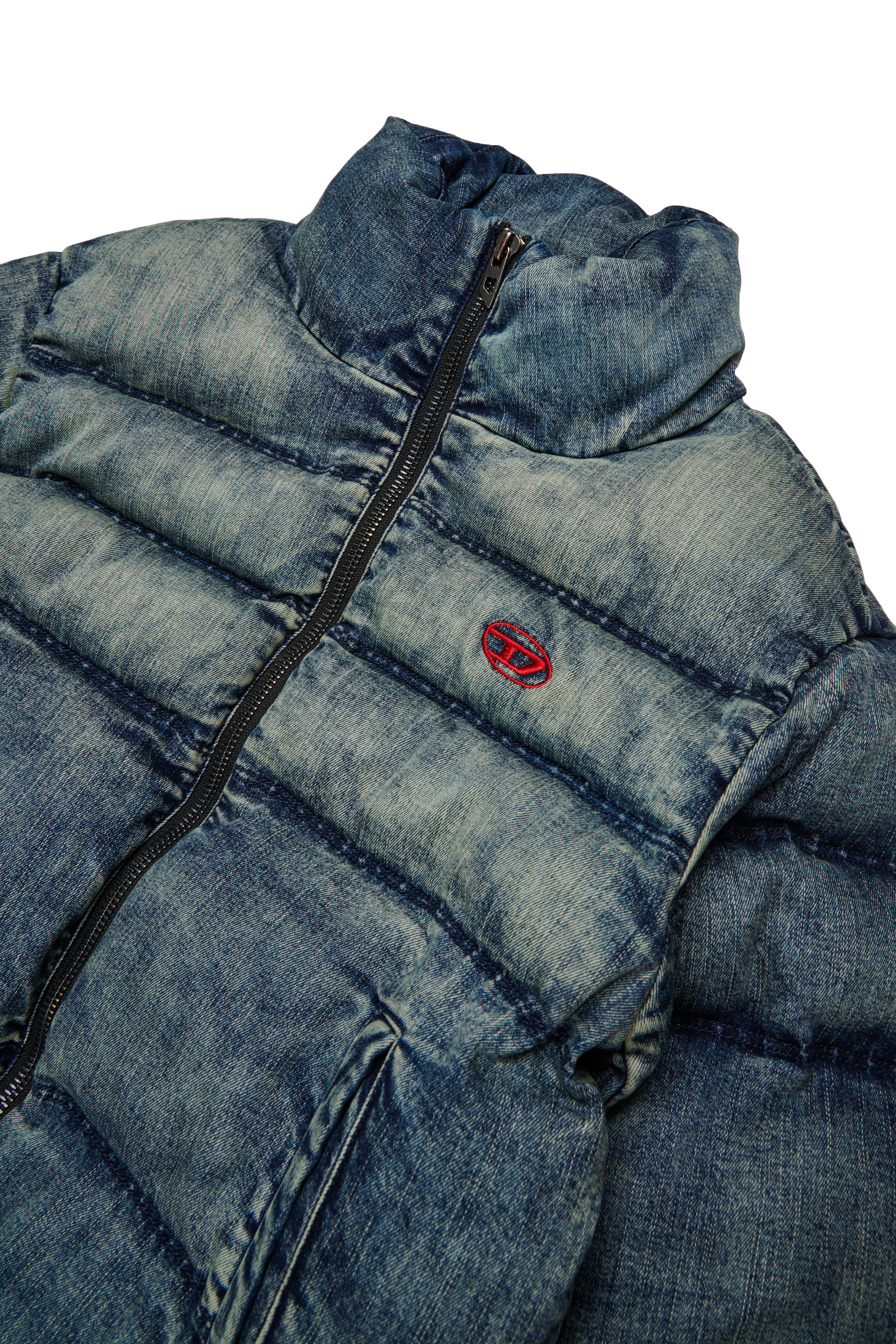 Diesel - JWMONS, Unisex Puffy-Jacke aus Denim mit Logo in Dunkelblau - 3