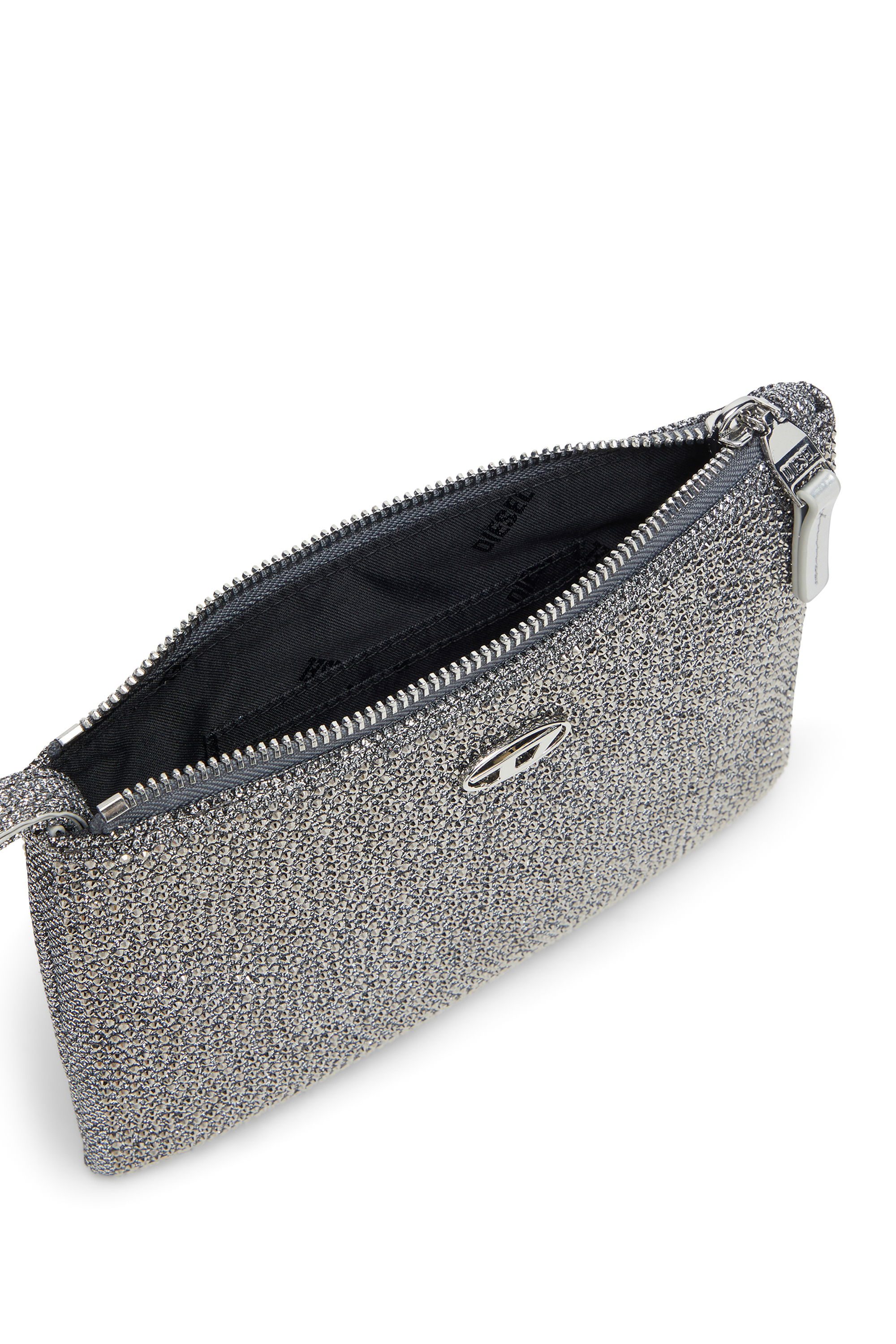 Diesel - PLAY POUCH II, Damen Beutel aus Kristall-Lurexstoff in Silber - 4