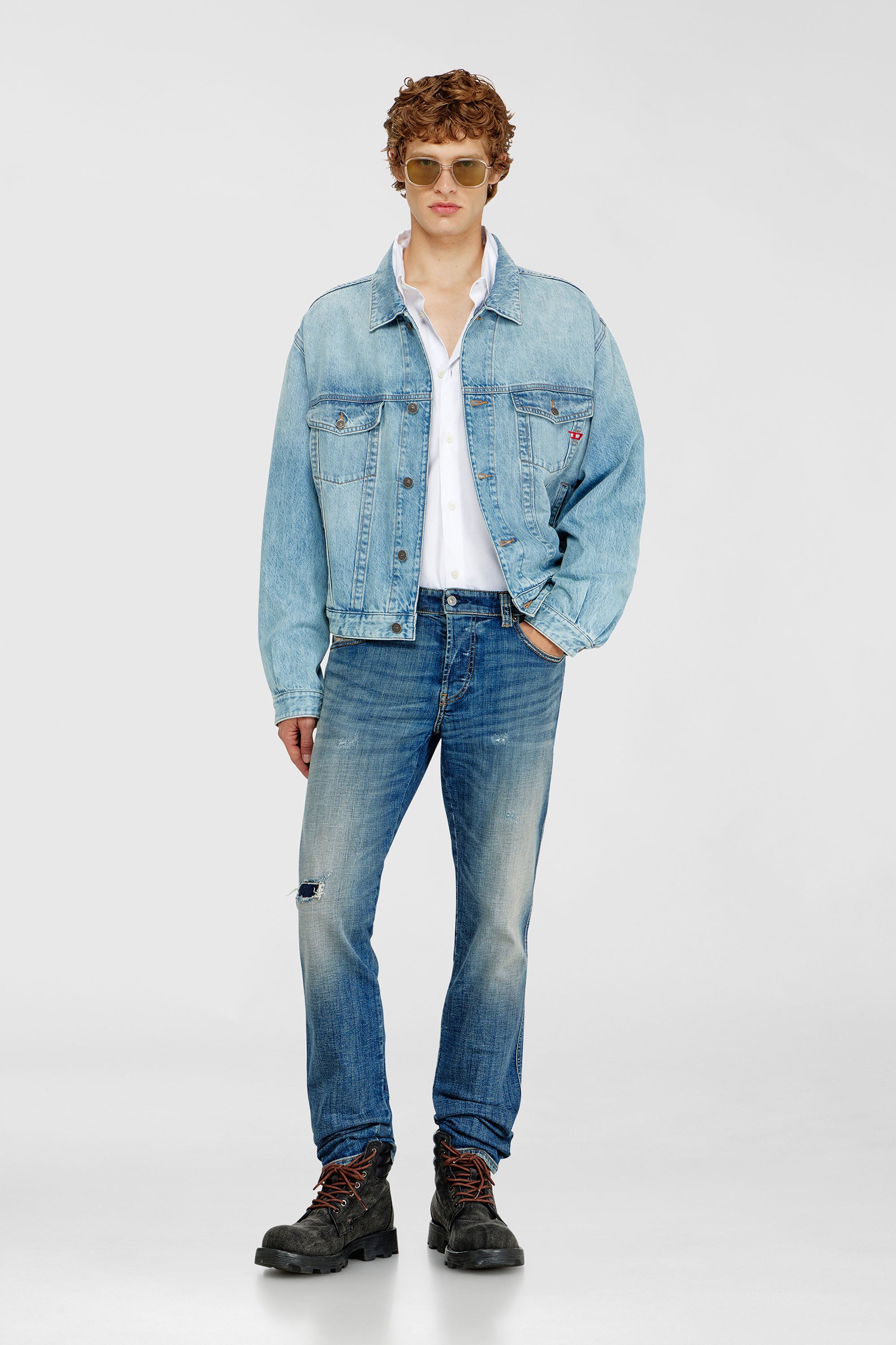 Diesel - D-RANGER, Unisex Trucker-Jacke aus denim in Hellblau - 2
