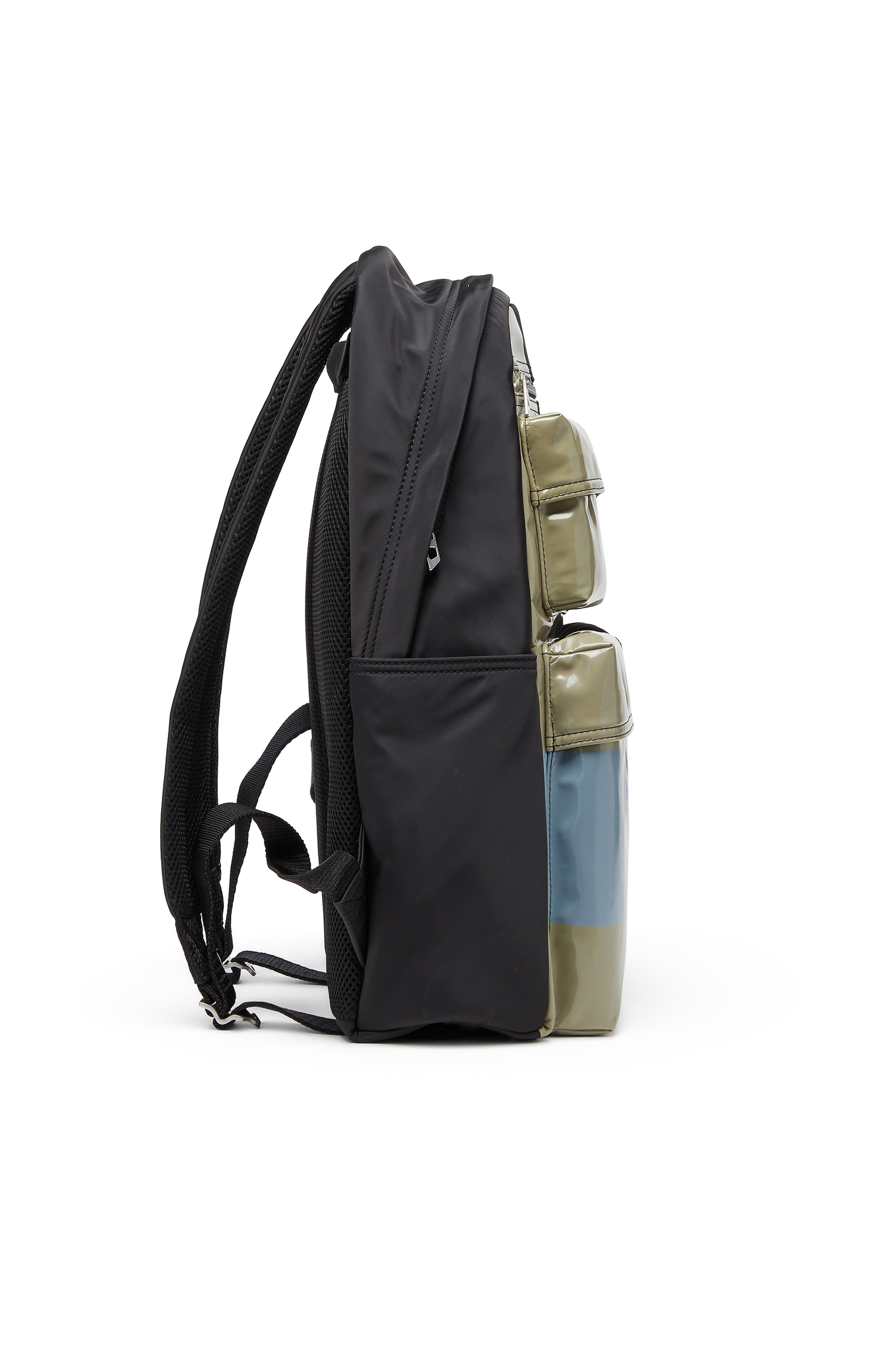 Diesel - MULTI-PKTS BACKPACK X, Unisex Multi-Pkts - Color-block Rucksack mit mehreren Taschen in Schwarz/Gr&uuml;n - 4