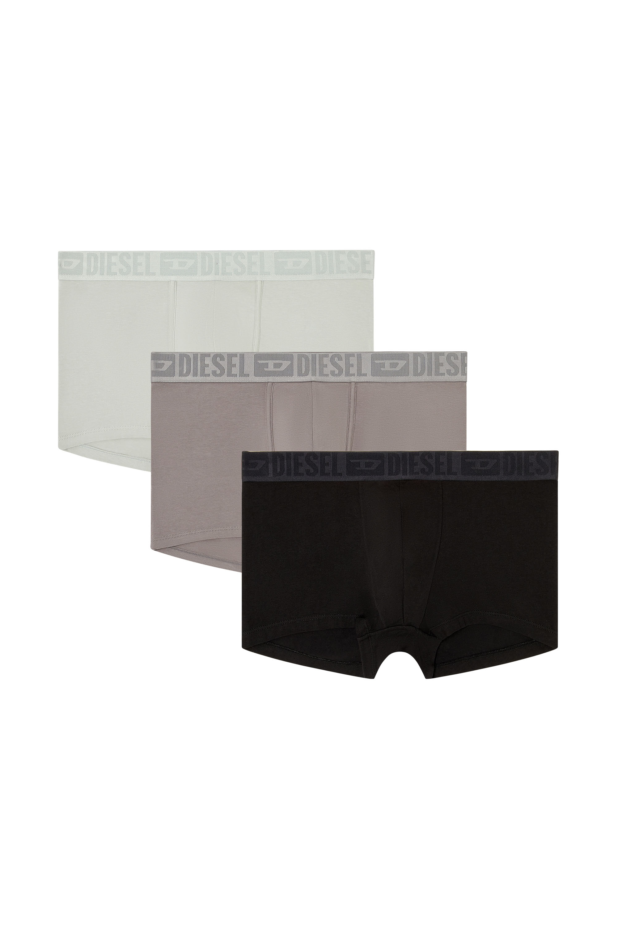 Diesel - MIKE-D-CORE-3PACK, Herren Boxershorts aus Baumwollstretch mit tonalem Bund im Dreierpack in Grau/Schwarz - 1
