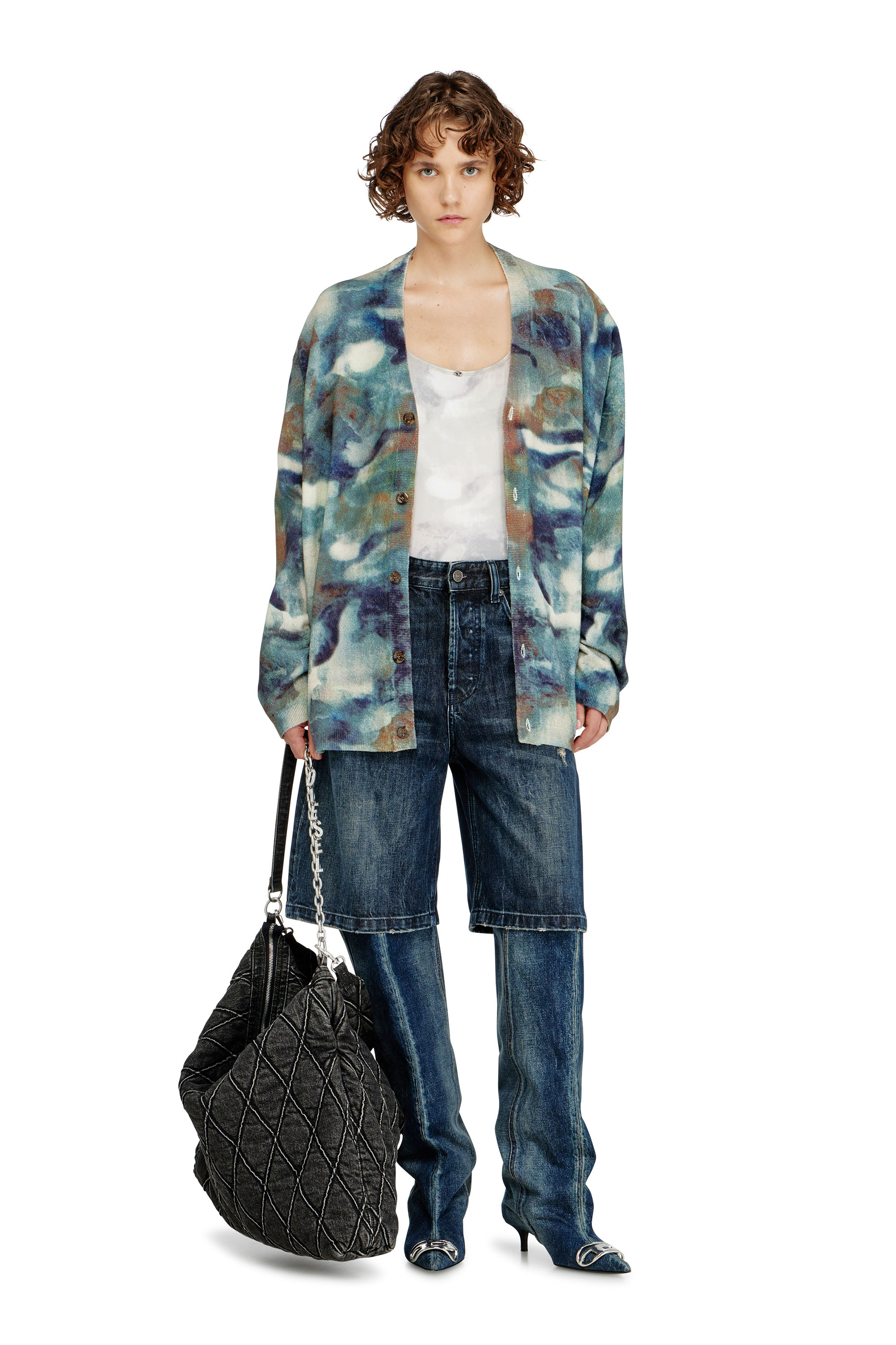 Diesel - ELLA-UTLT, Damen Gerippter Tanga-Badeanzug mit Camouflage-Print in Wei&szlig; - 4