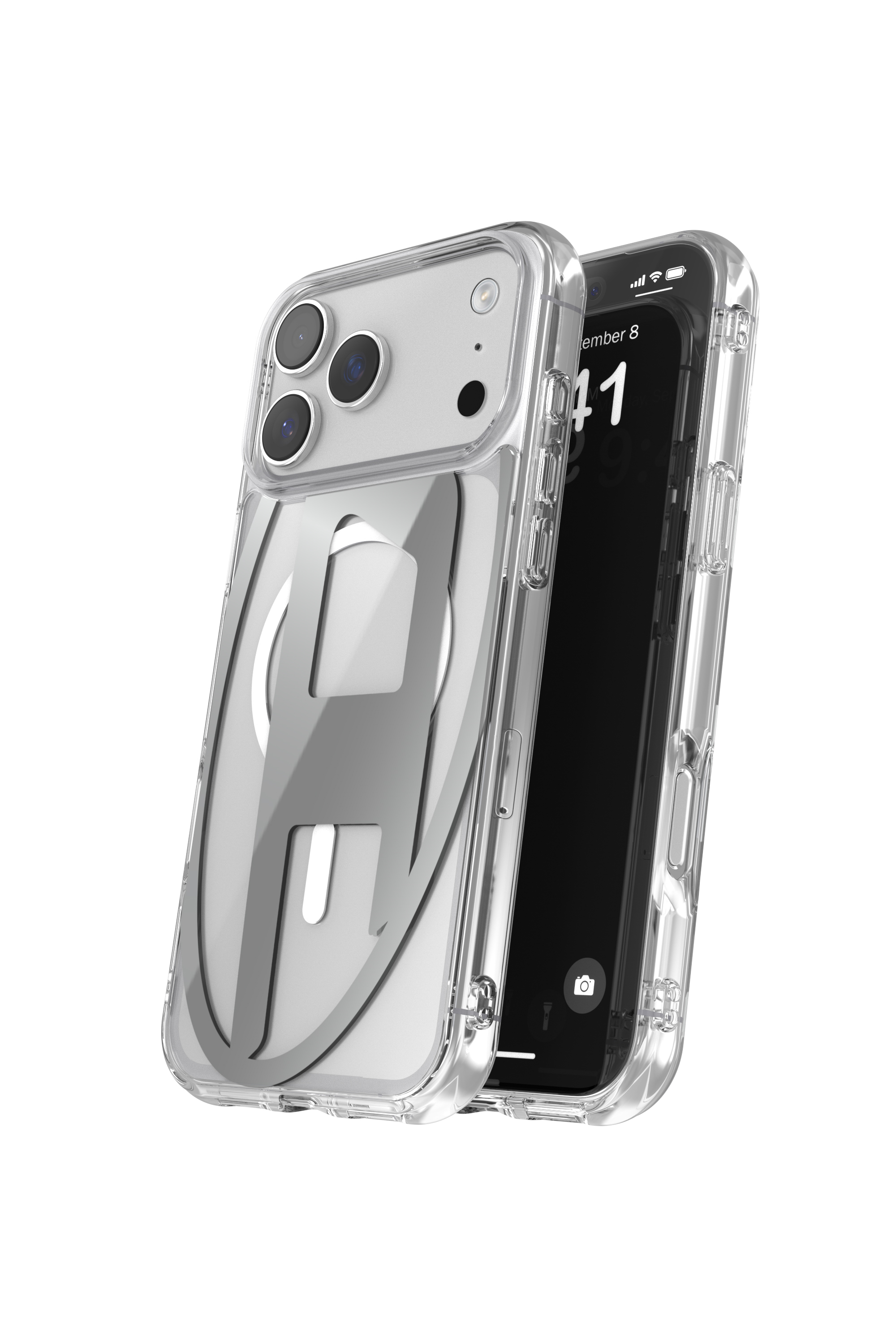 Diesel - 60414 AOP CASE, Unisex Oval D Metallic Case mit Magsafe für iPhone 17 Pro Max in Grau - 3