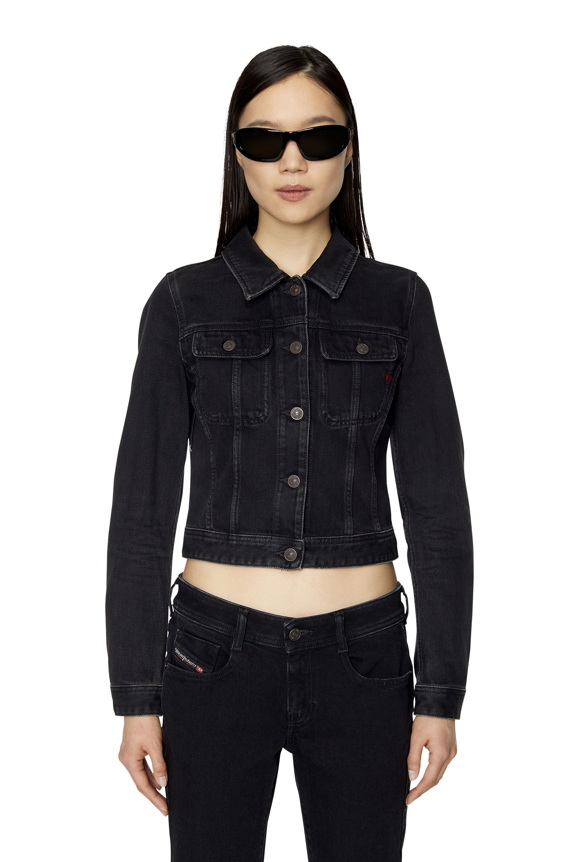 Diesel - DE-SLIMMY TRUCKER JACKET, Schwarz/Dunkelgrau - Image 1
