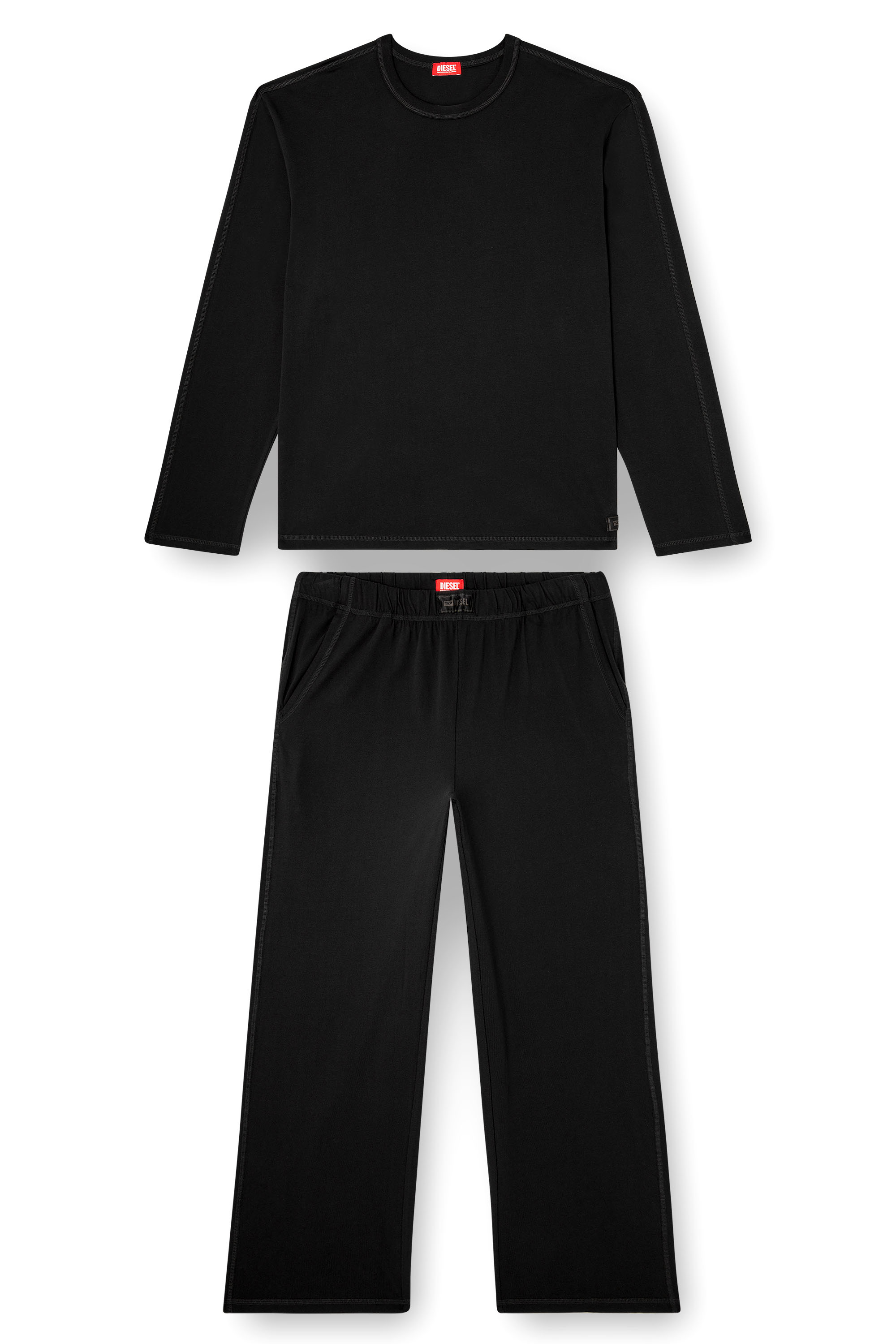 Diesel - SET-ADRIAN-UTLT, Herren Pyjamas aus Baumwolljersey in Schwarz - 2