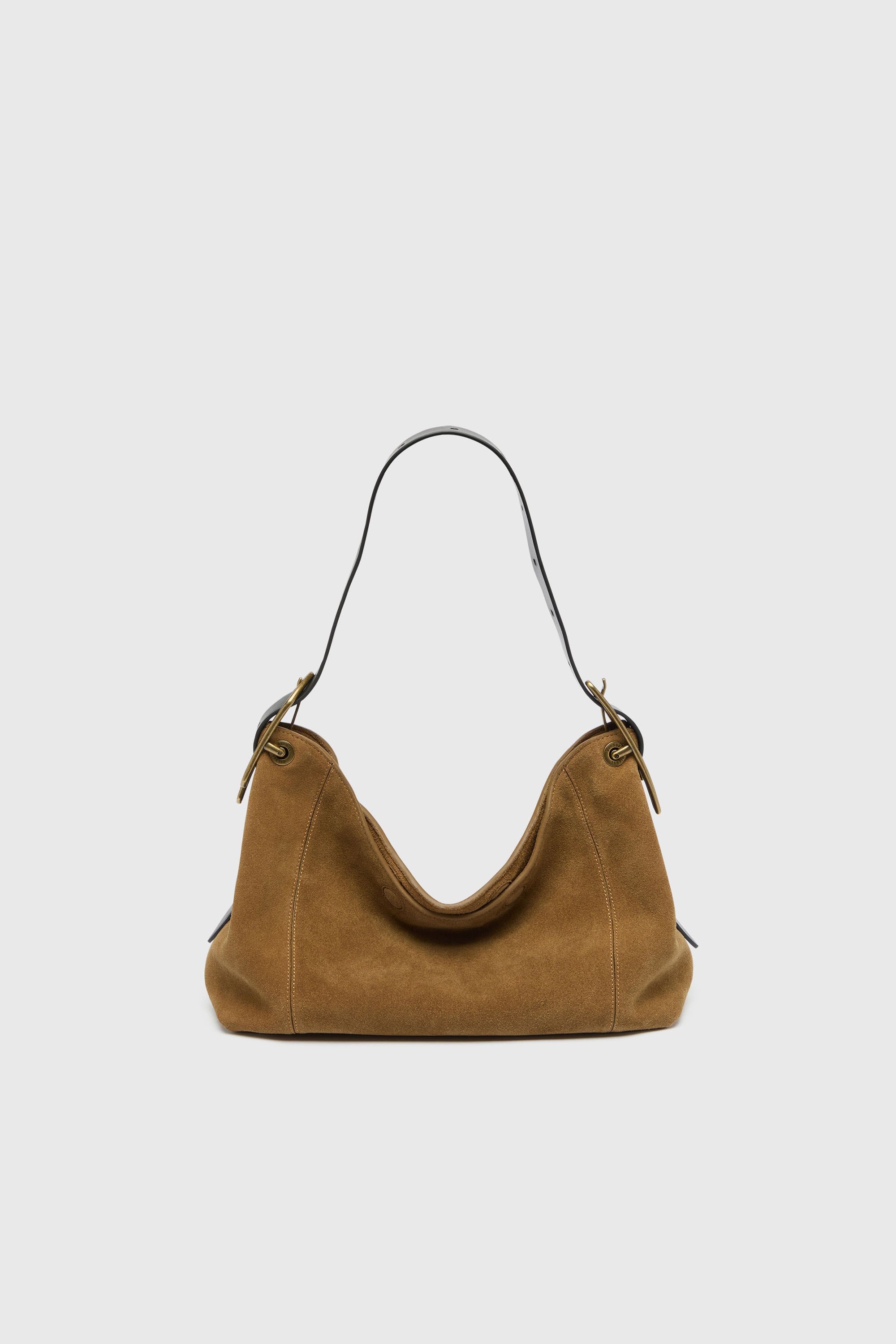Diesel - D-LINE HOBO S, Damen D-Line Schultertasche aus gewachstem Veloursleder in Hellbraun - 2