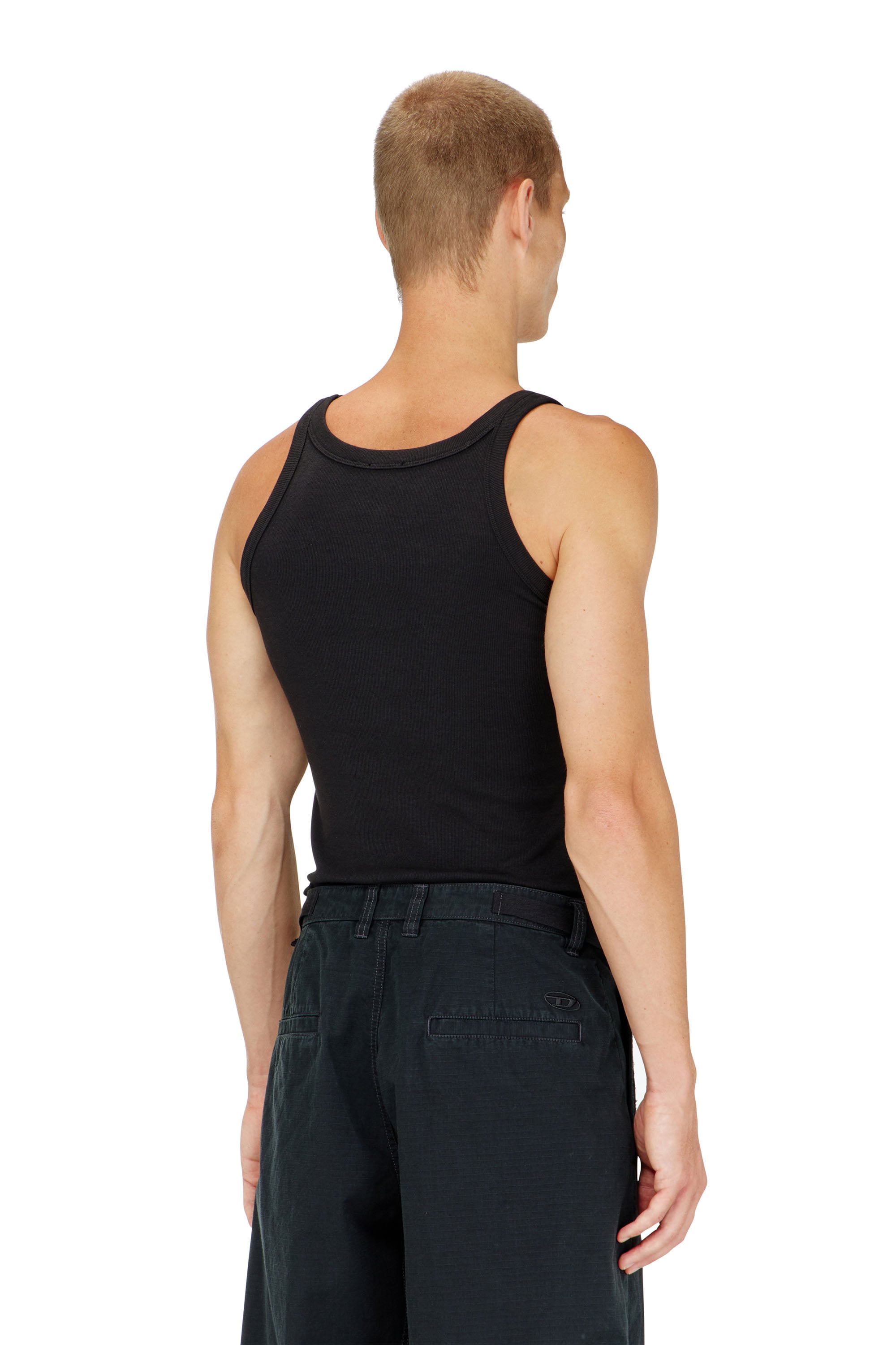 Diesel - T-WIFE-DCO, Man's Slim cotton tank with Oval D logo in Black - 4