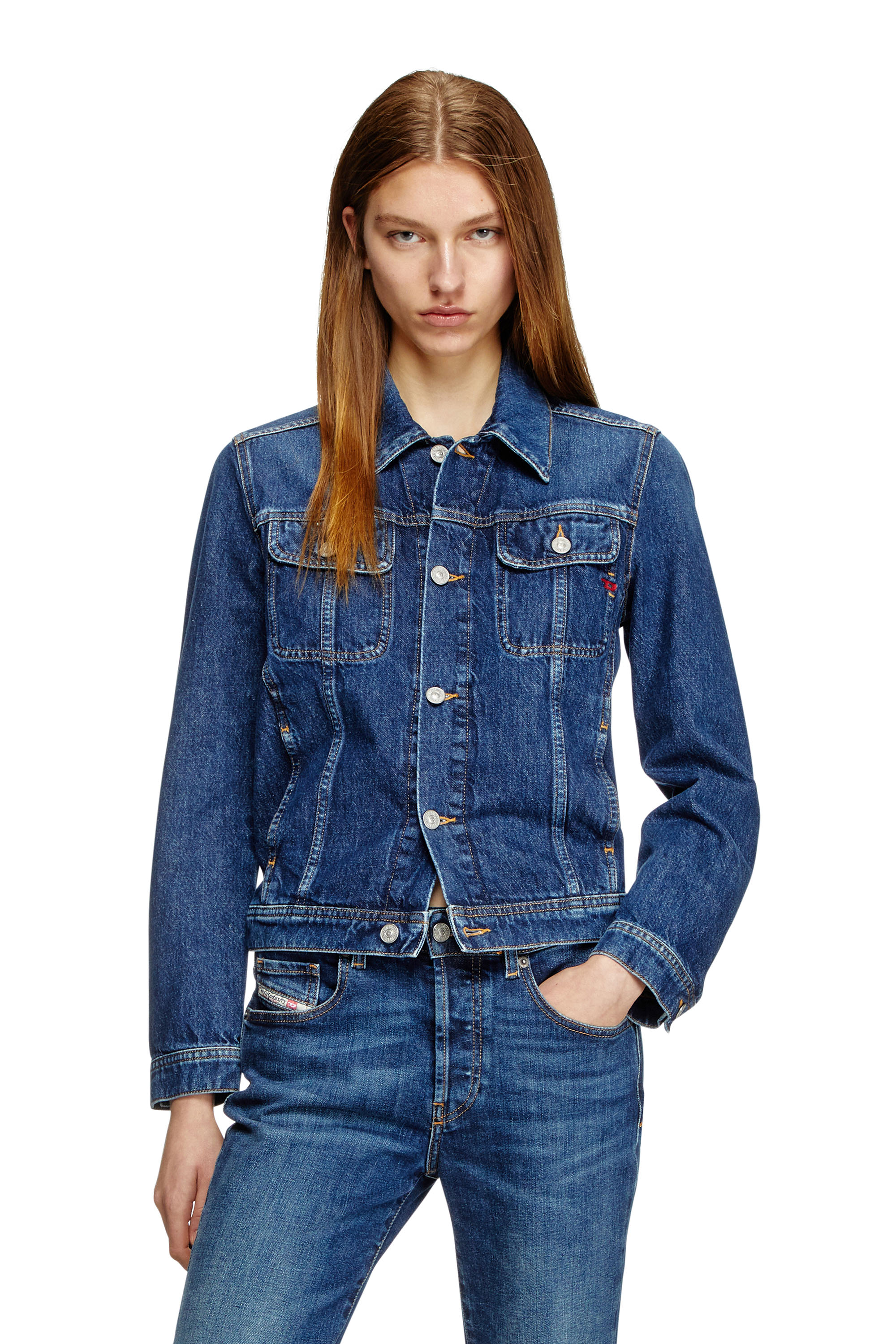 Diesel - DE-BONNY, Damen Truckerjacke aus Denim in Dunkelblau - 3