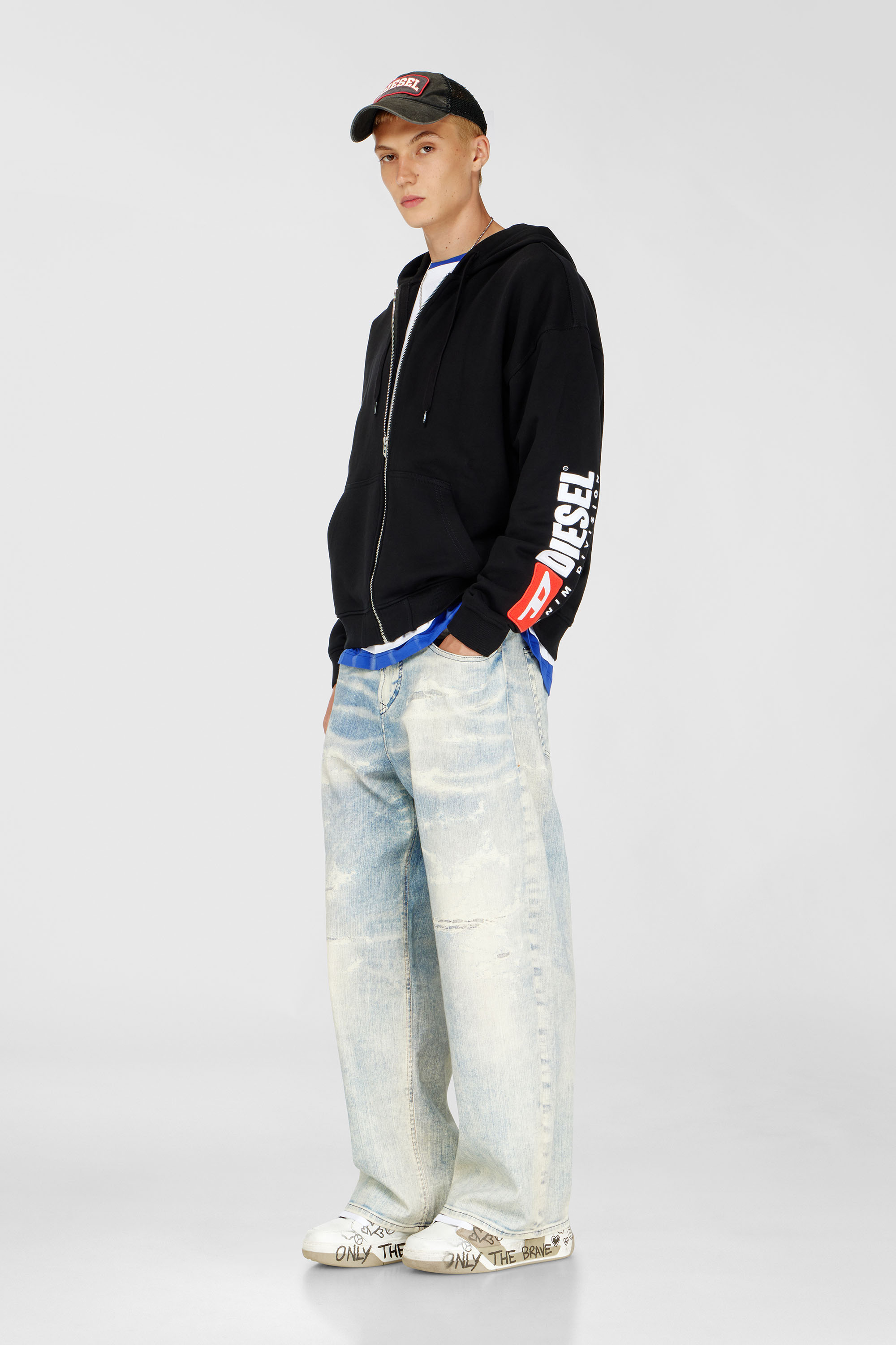 Diesel - S-BOXT-ZIP-HOOD-DIV, Herren Hoodie mit Logo-Patch-Stickerei in Schwarz - 1