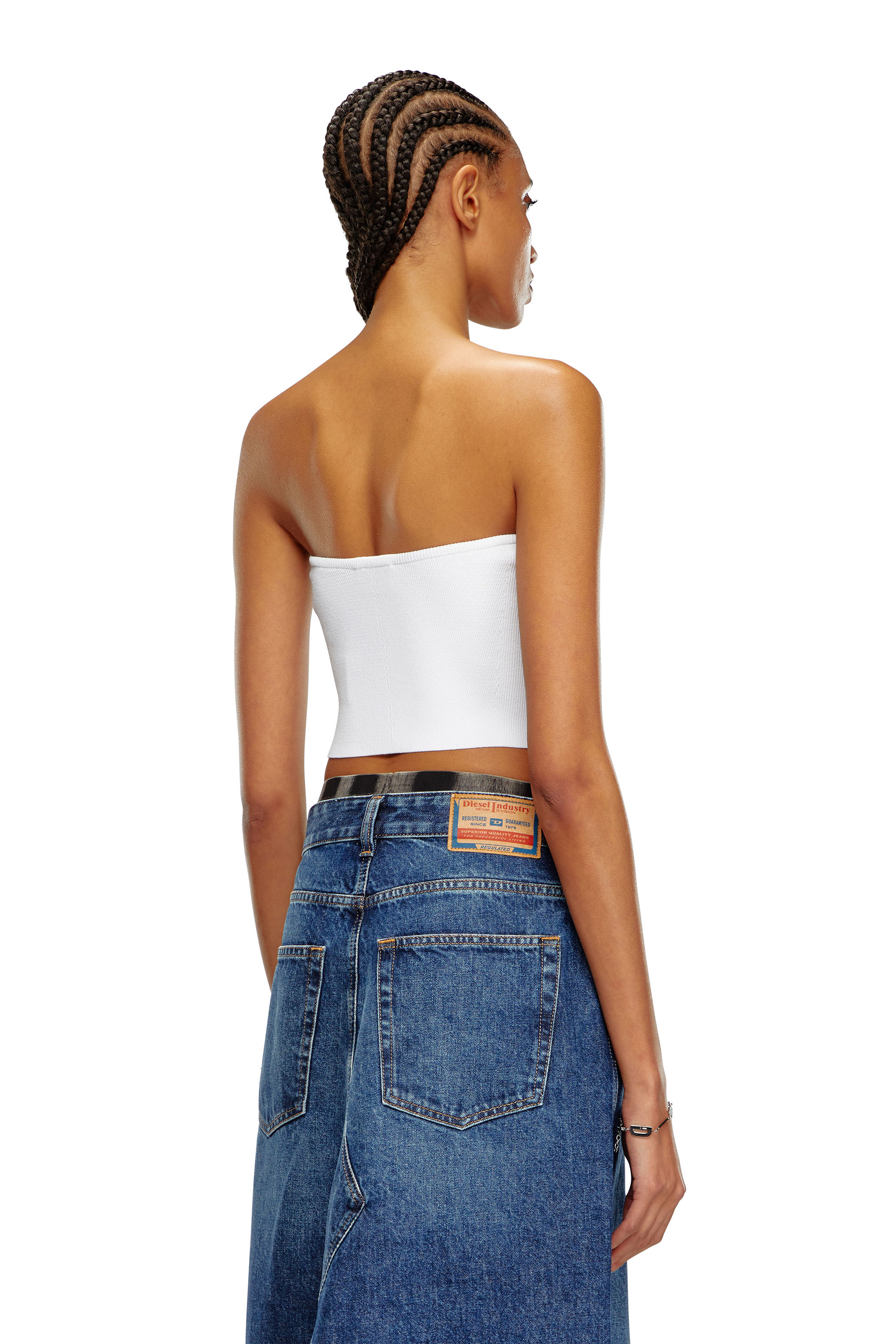 Diesel - M-CLARKSVILLEX, Damen Bandeau-Top mit Logo-Plakette in Weiß - 4