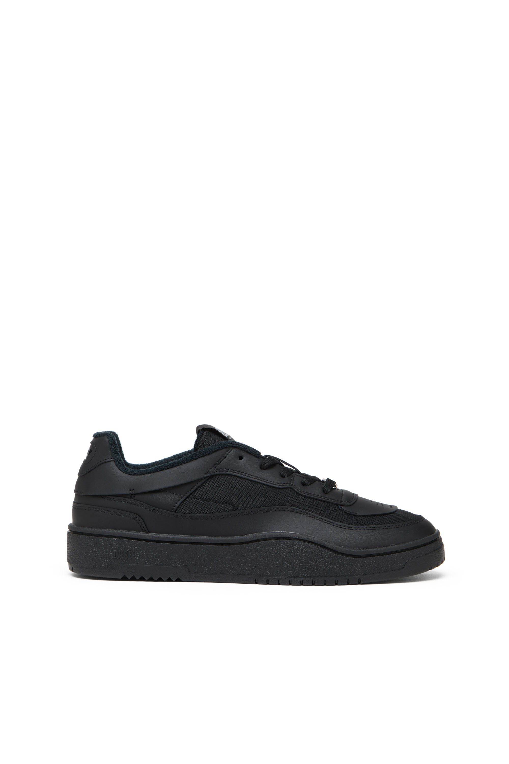 Diesel - S-OVAL SKATE LOW, Man's Fabric-panelled leather sneakers in Black - 1