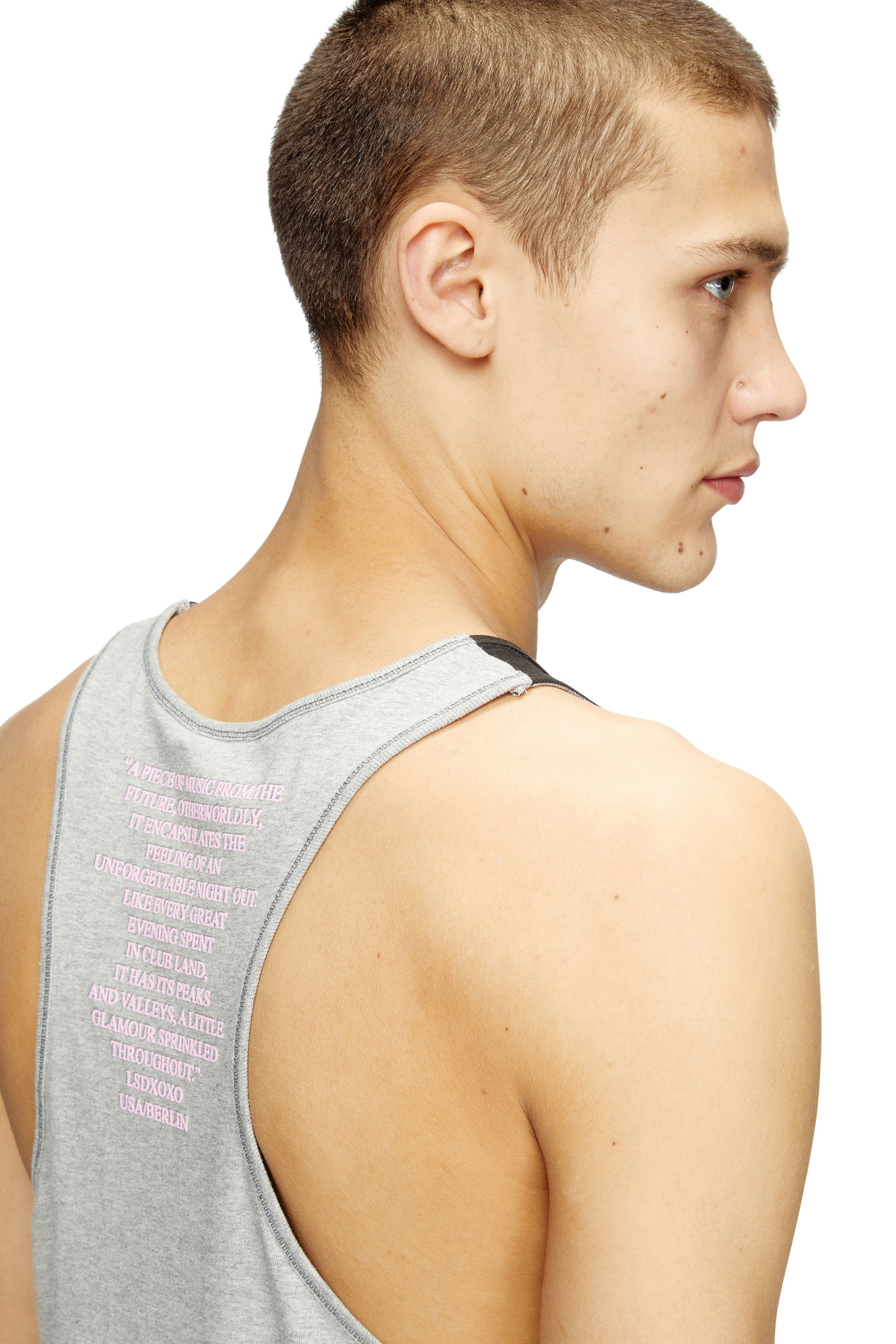 Diesel - T-SHAN, Unisex Tanktop mit Text-Print in Grau - 5