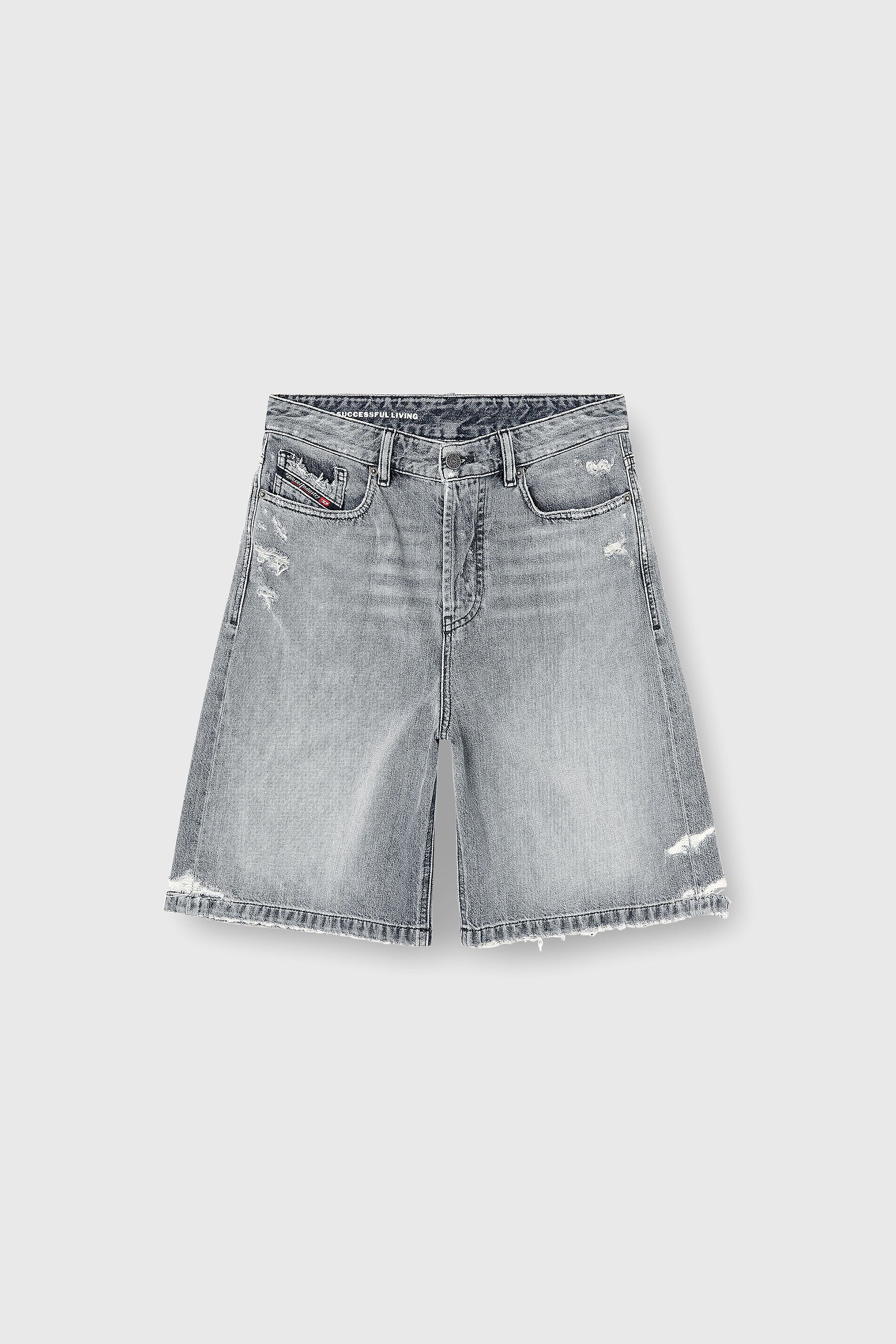 Diesel - DE-SIRE-SHORT, Damen Jeansshorts mit ausgefransten S&auml;umen in Grau - 2