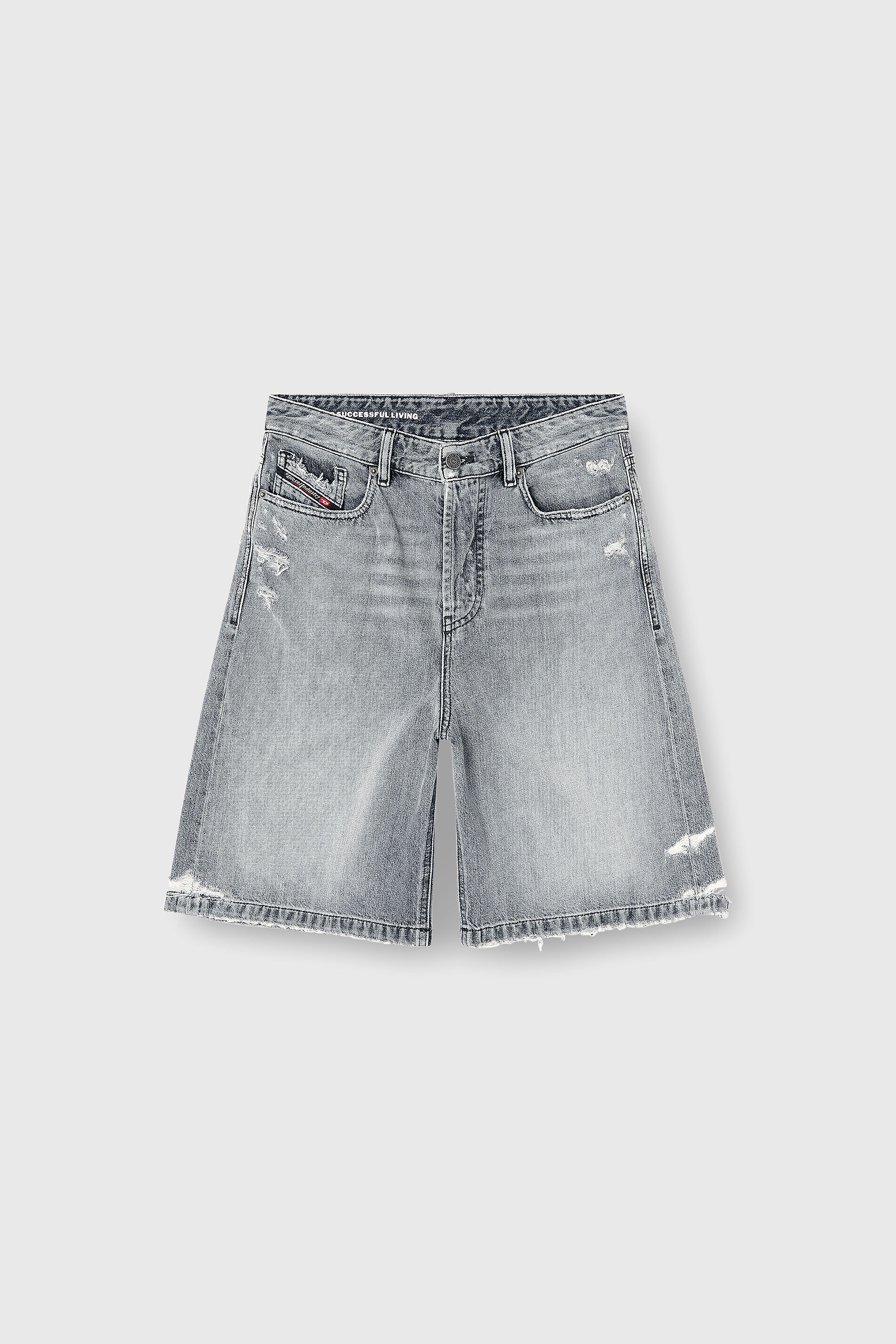 Diesel - DE-SIRE-SHORT, Damen Jeansshorts mit ausgefransten S&auml;umen in Grau - 2