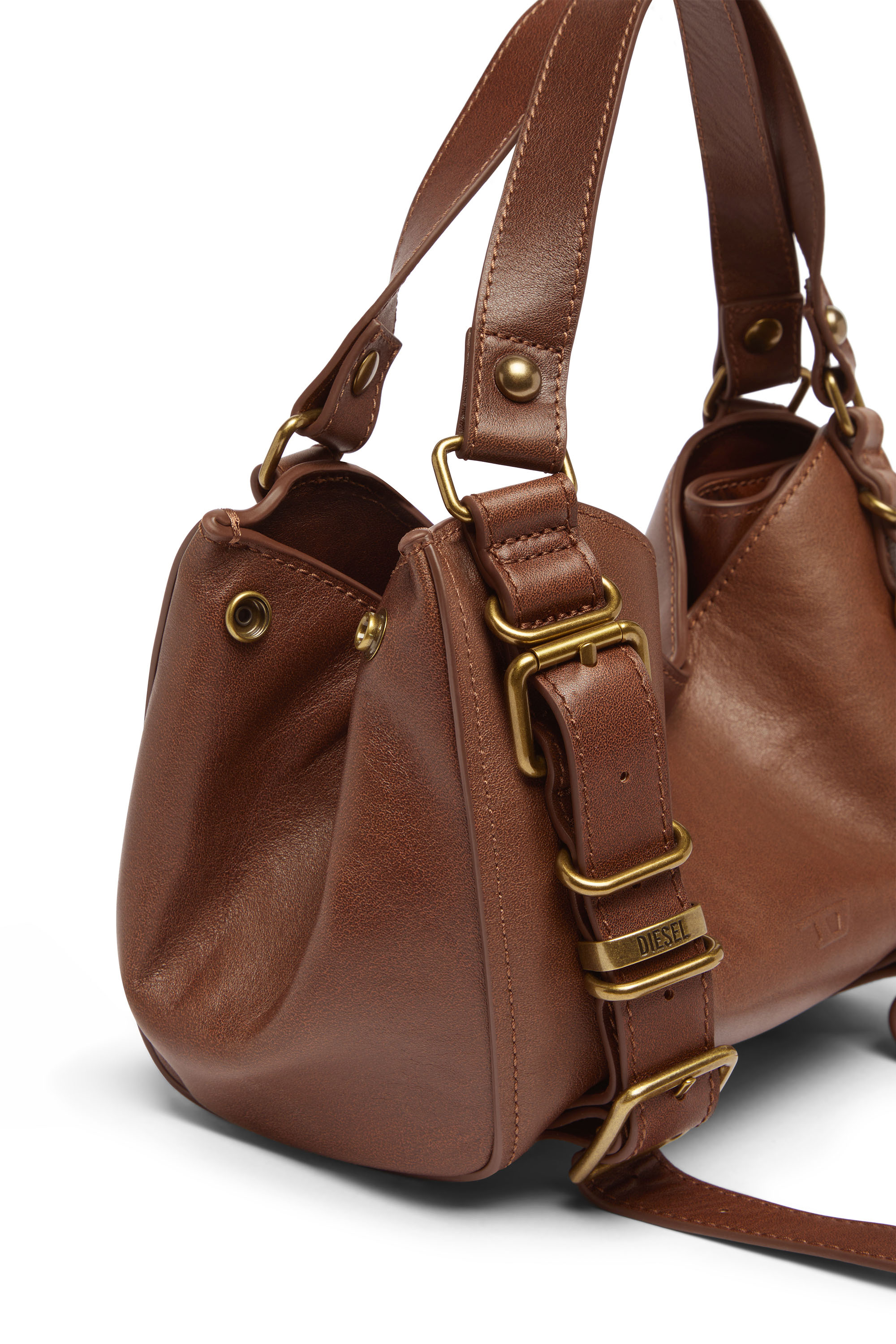 Diesel - D-ONE TOPHANDLE S, Damen D-One-Small Henkeltasche aus behandeltem Leder in Braun - 5