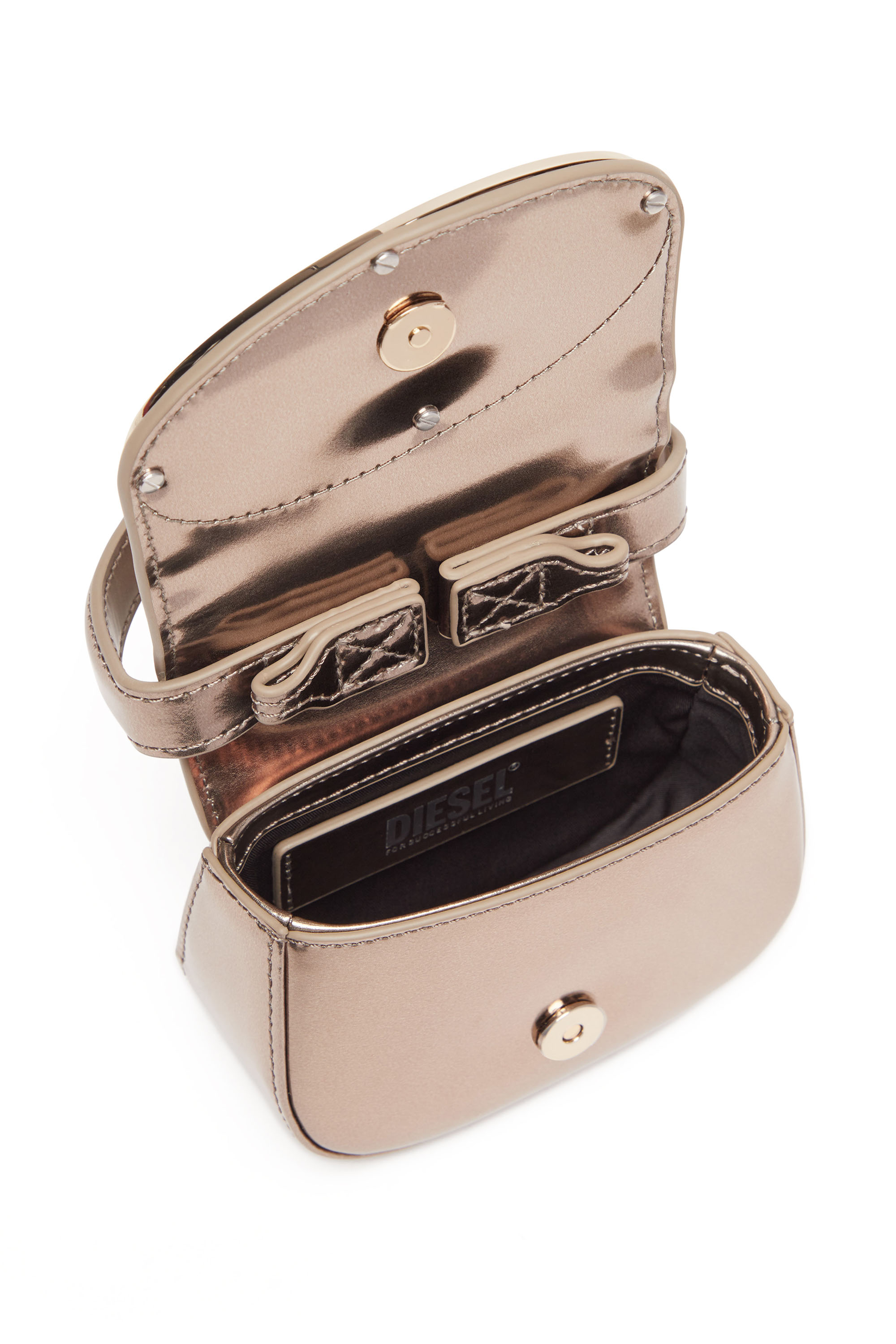 Diesel - 1DR-XS-S, Damen 1DR-XS-S-Ikonische Mini-Tasche aus Leder in Spiegeloptik in Bronze - 3