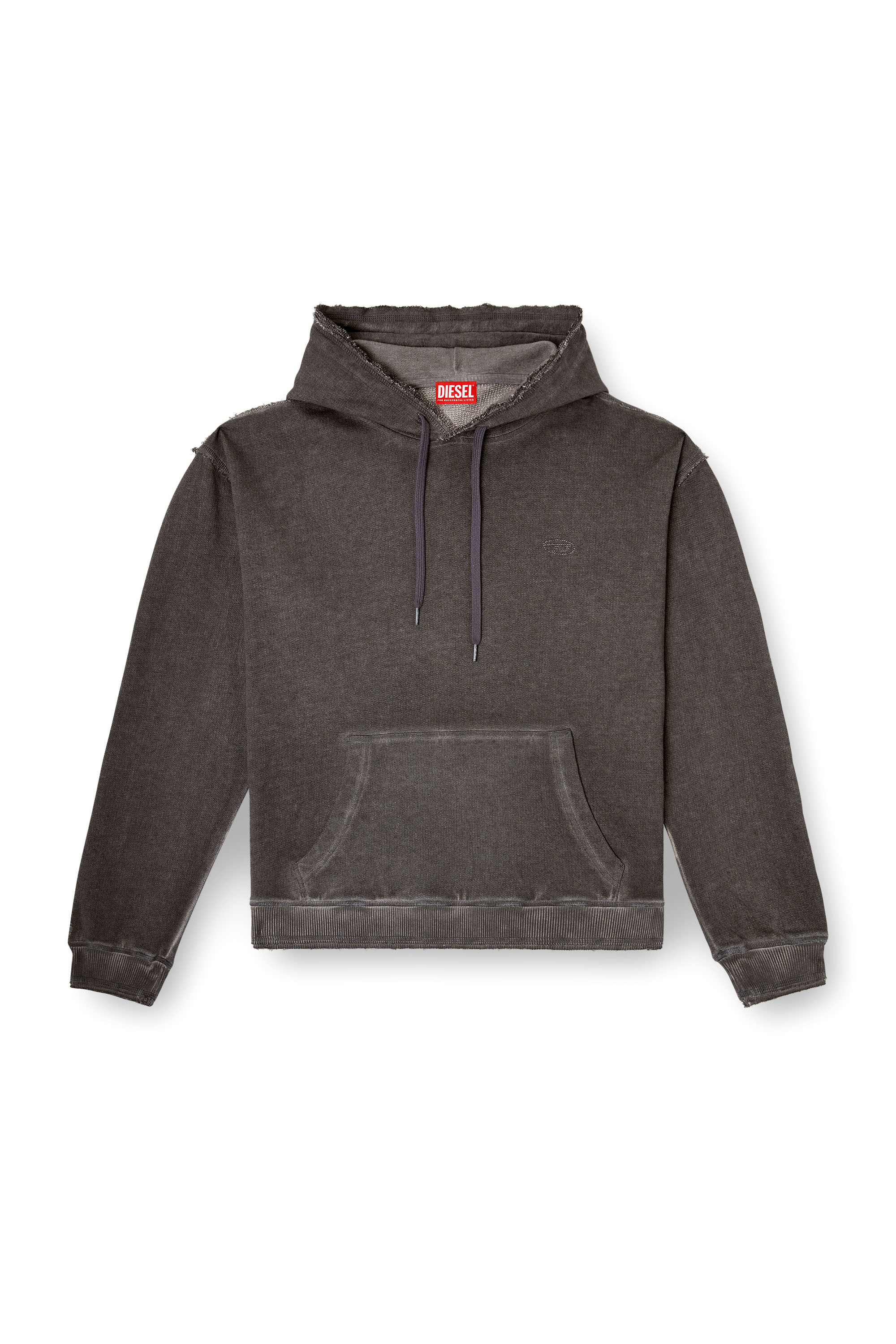 Diesel - S-QUINN-HOOD, Herren Hoodie mit Print und Nieten in Grau - 3