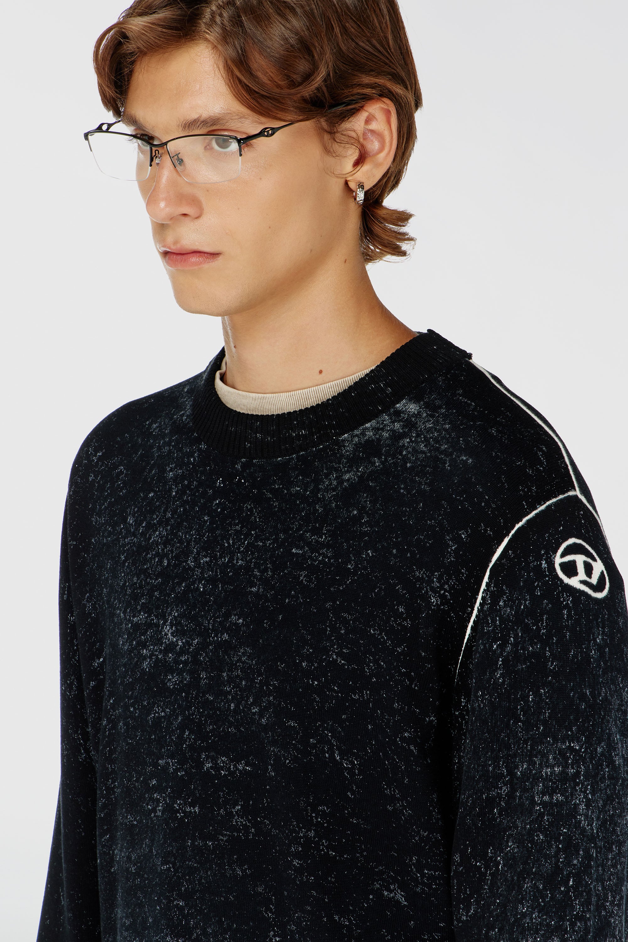 Diesel - K-LARENCE-B, Herren Pullover aus Baumwolle mit Innen-Print in Schwarz - 5