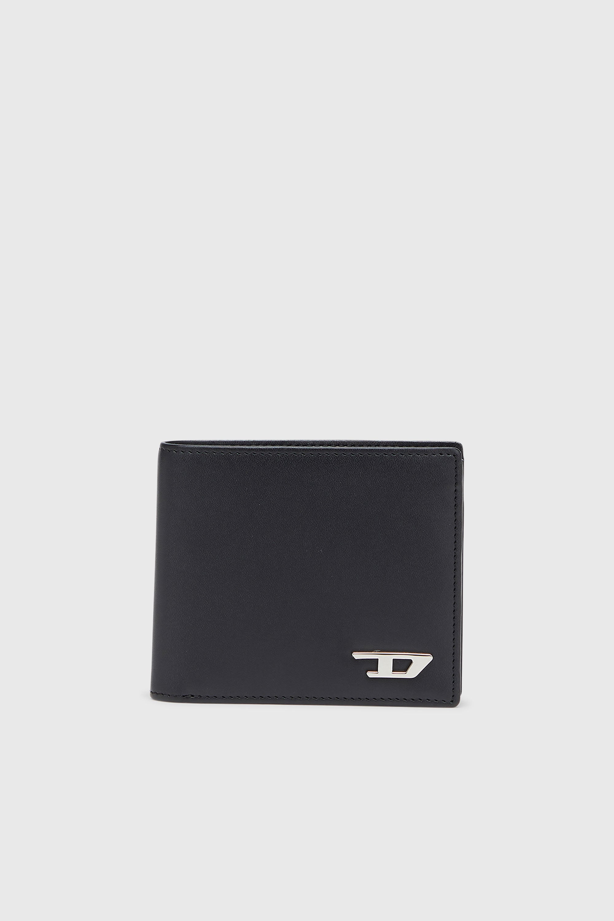 Diesel - BI FOLD COIN S, Herren Zweifach faltbare Geldb&ouml;rse aus Leder mit M&uuml;nzfach in Schwarz - 1
