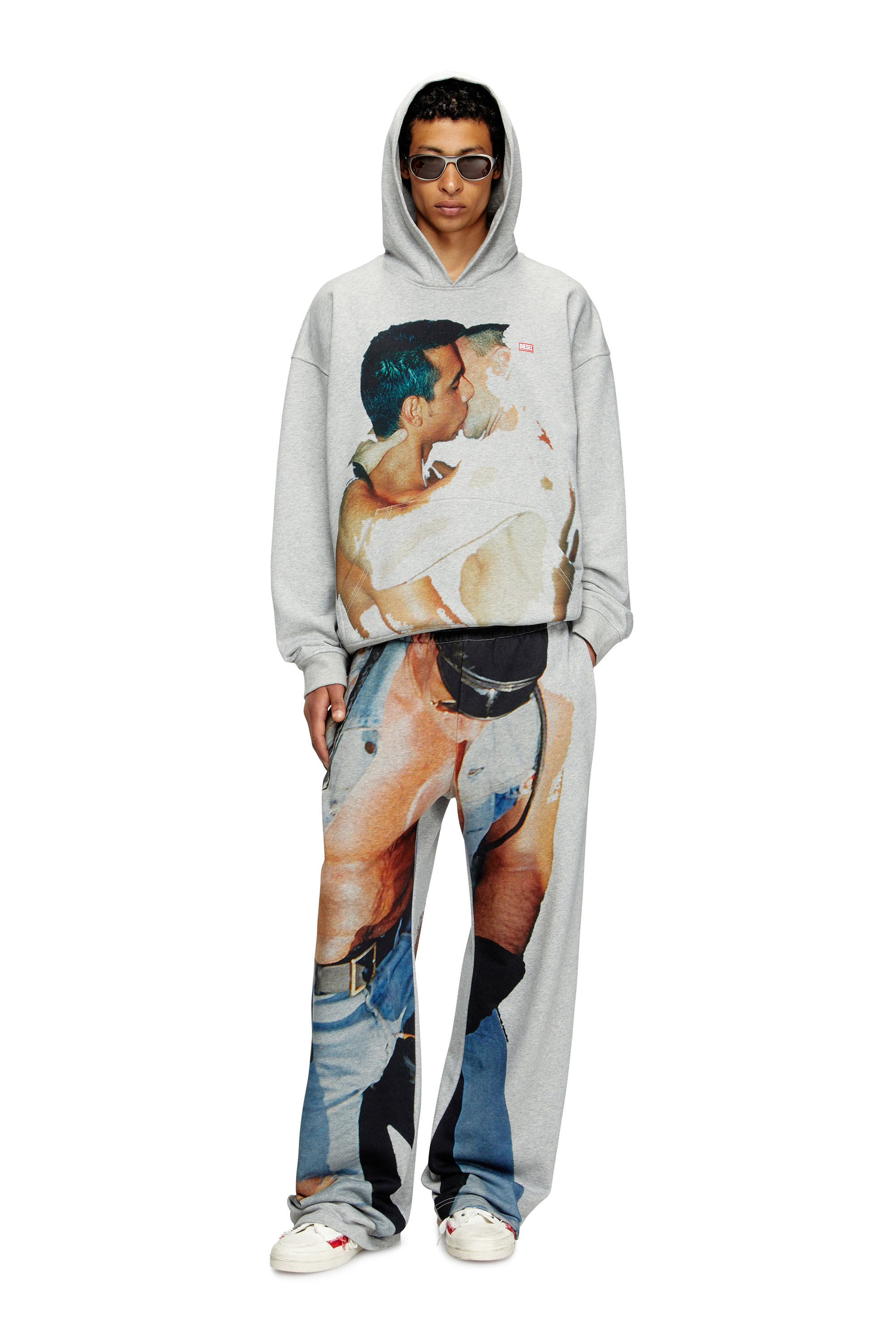Diesel - PR-S-BOXT-HOOD-TOM25, Unisex Kapuzen-Pullover mit Grafik-Print in Grau - 3
