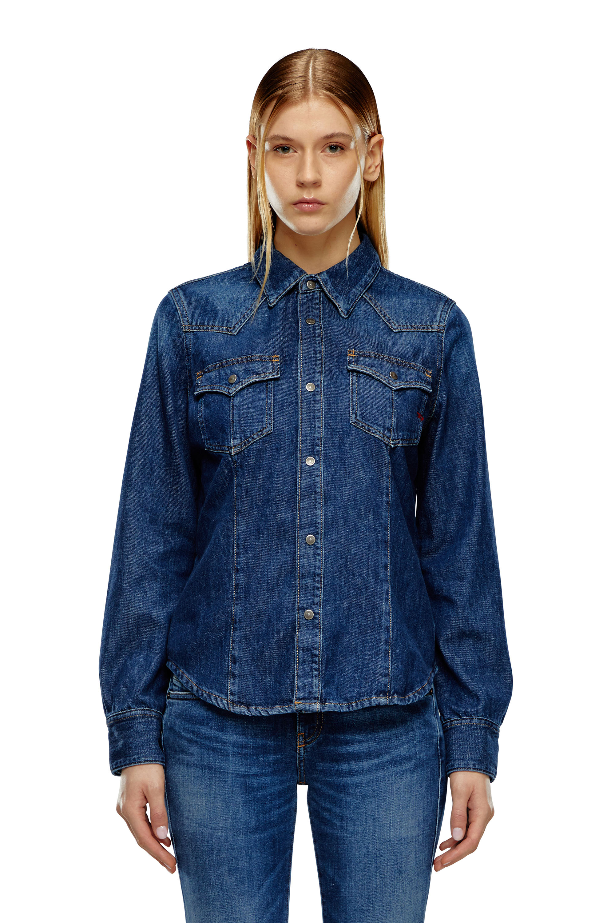 Diesel - DE-WAVES, Damen Western-Shirt aus Denim in Blau - 1