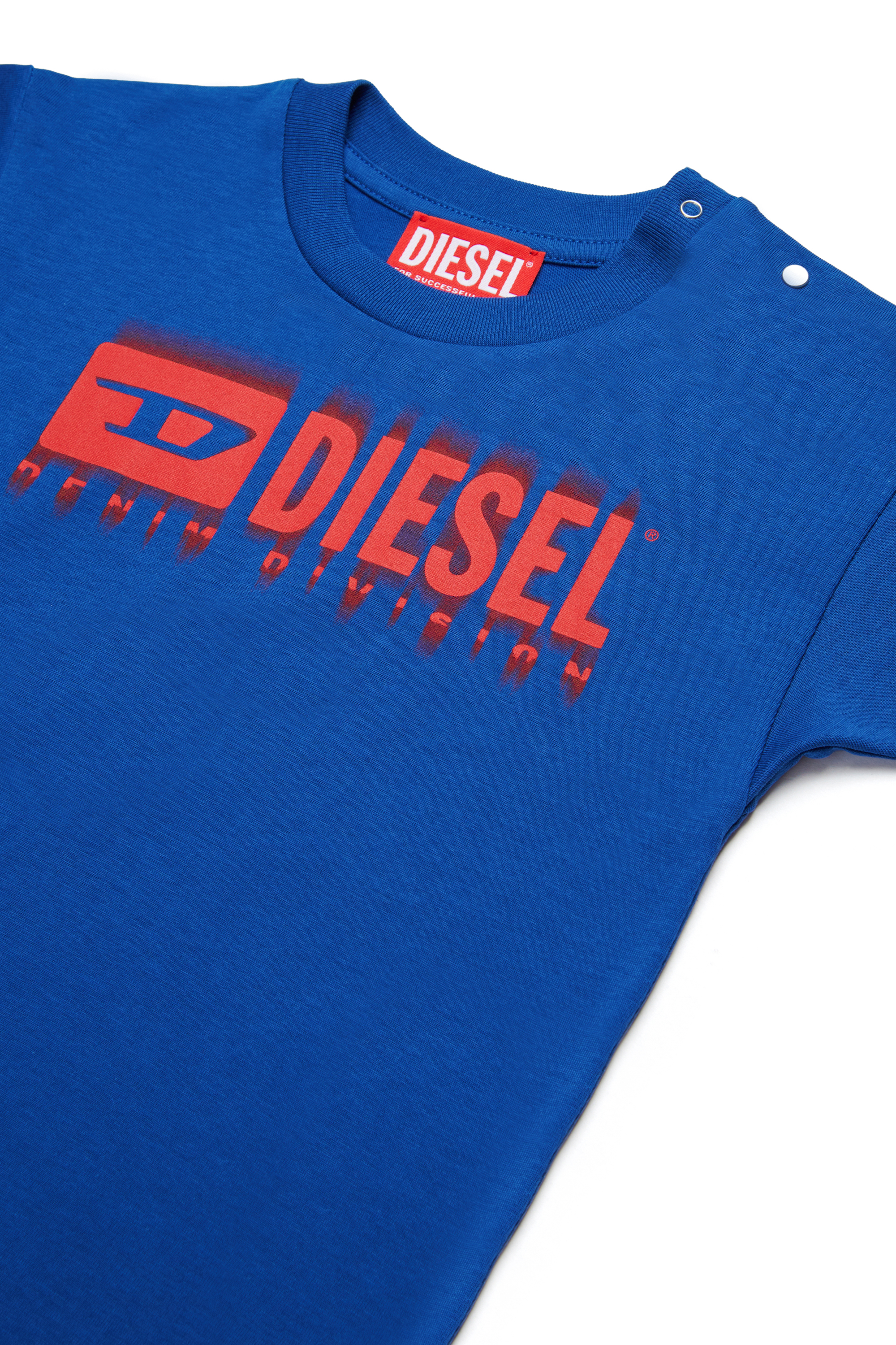 Diesel - TDIEGORL6MAB, Unisex T-Shirt mit verschmiertem Logo in Blau - 3