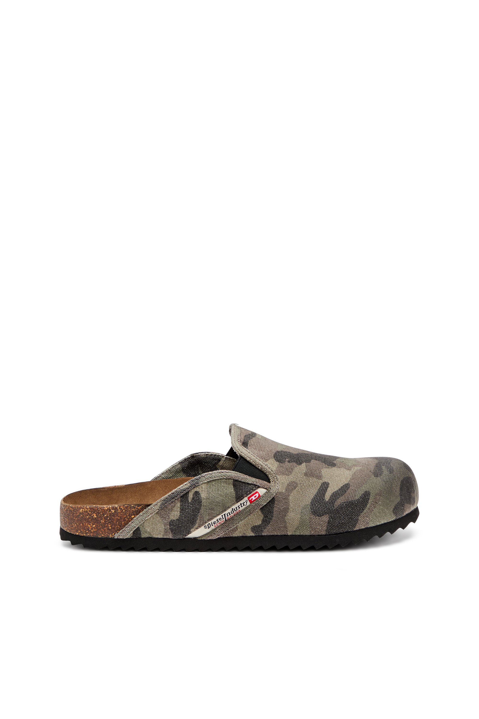 Diesel - D-WOODSTOCK SLIP-ON, Man's D-Woodstock-Camo-canvas mules in Military Green - 1