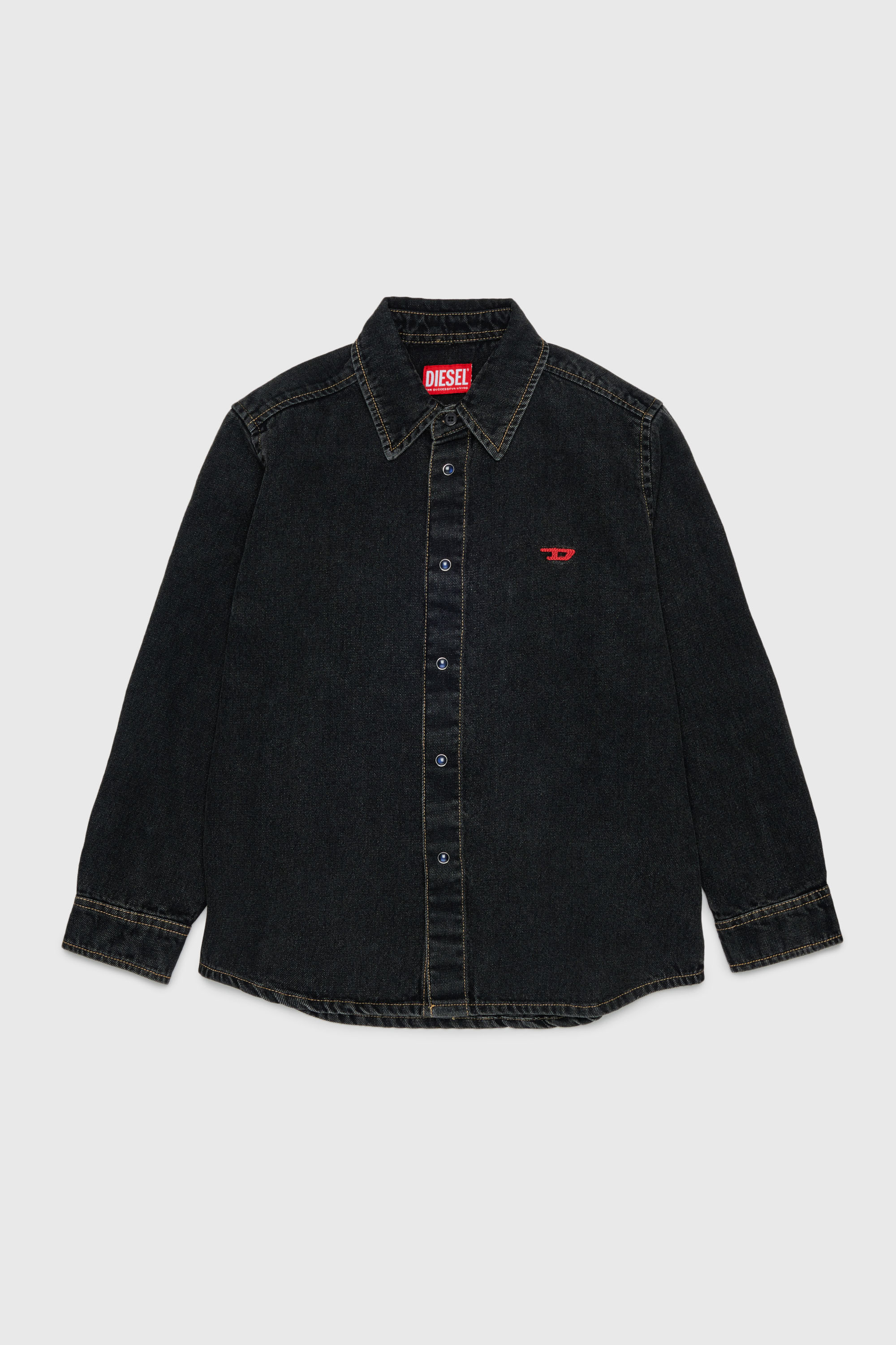 Diesel - CSIMPLY-OVER, Herren Denimhemd mit D-Logo-Stickerei in Schwarz/Dunkelgrau - 1