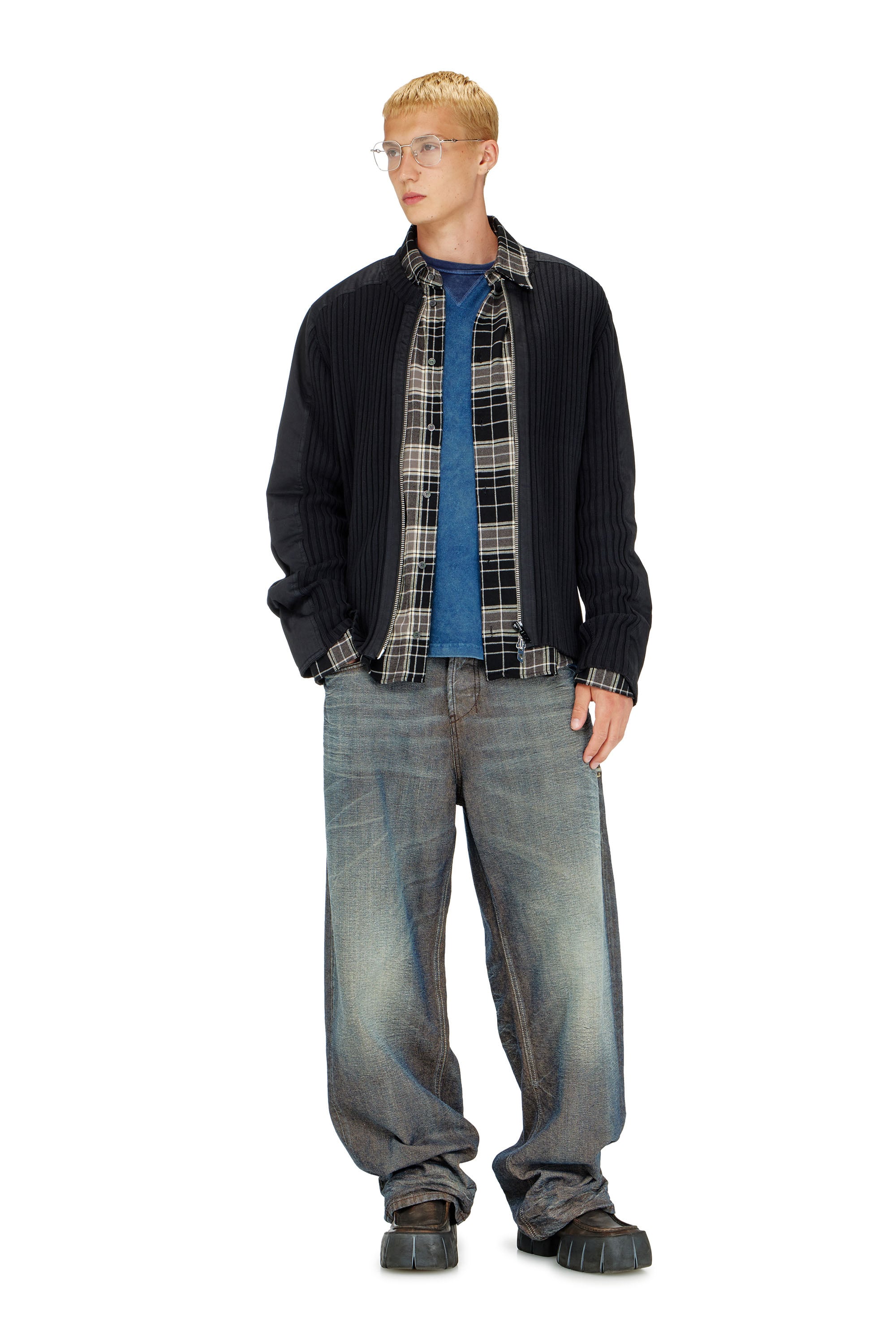 Diesel - K-MATTY, Herren Rei&szlig;verschluss-Cardigan mit Utility-Eins&auml;tzen in Schwarz - 1