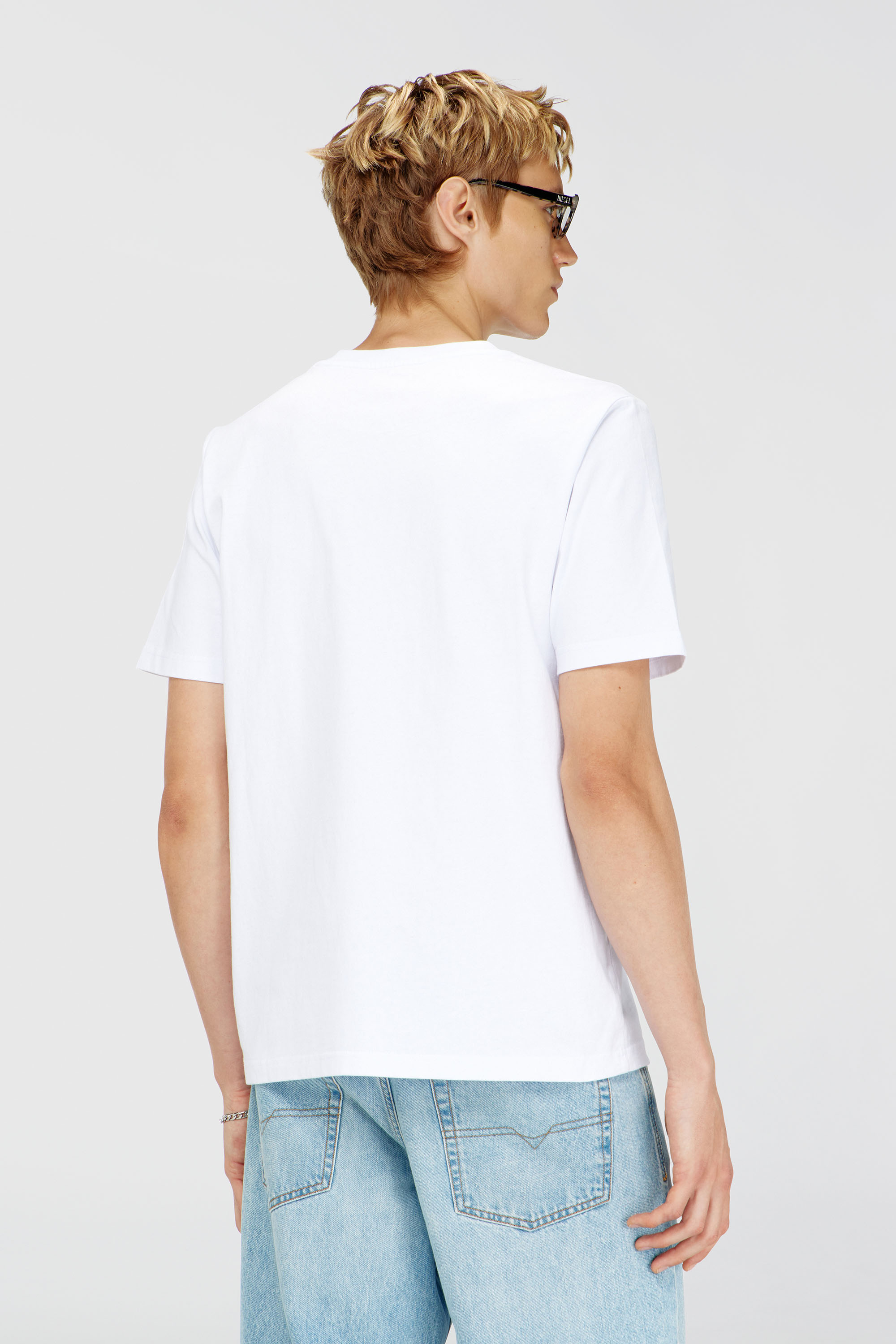 Diesel - T-JUST-APP-T92, Herren T-Shirt aus Baumwolle mit tonalem Diesel-Logoprint in Wei&szlig; - 4