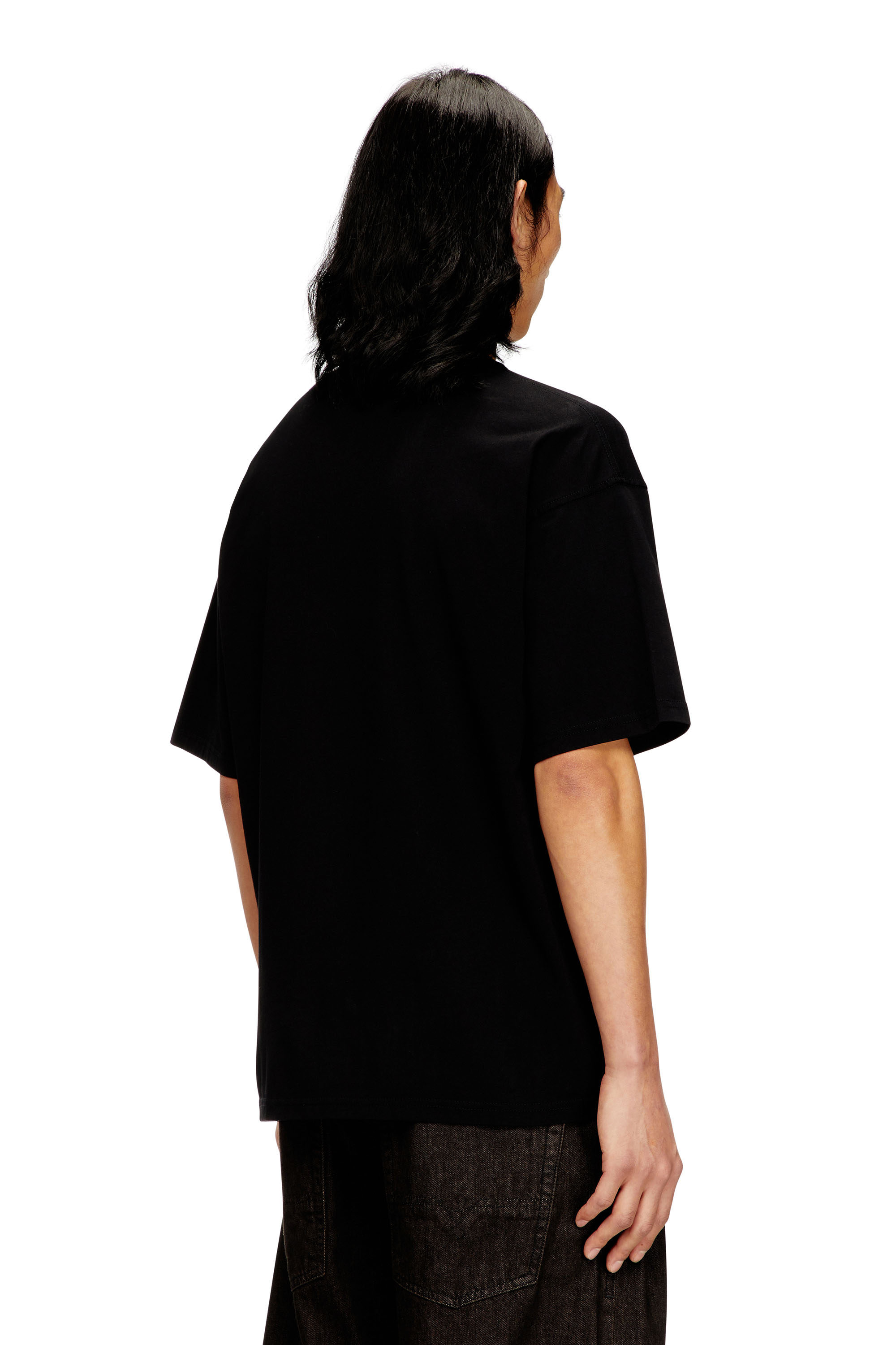 Diesel - T-BOXT-BLEACH, Herren T-Shirt mit gebleichtem Oval D-Logo in Orange/Schwarz - 4