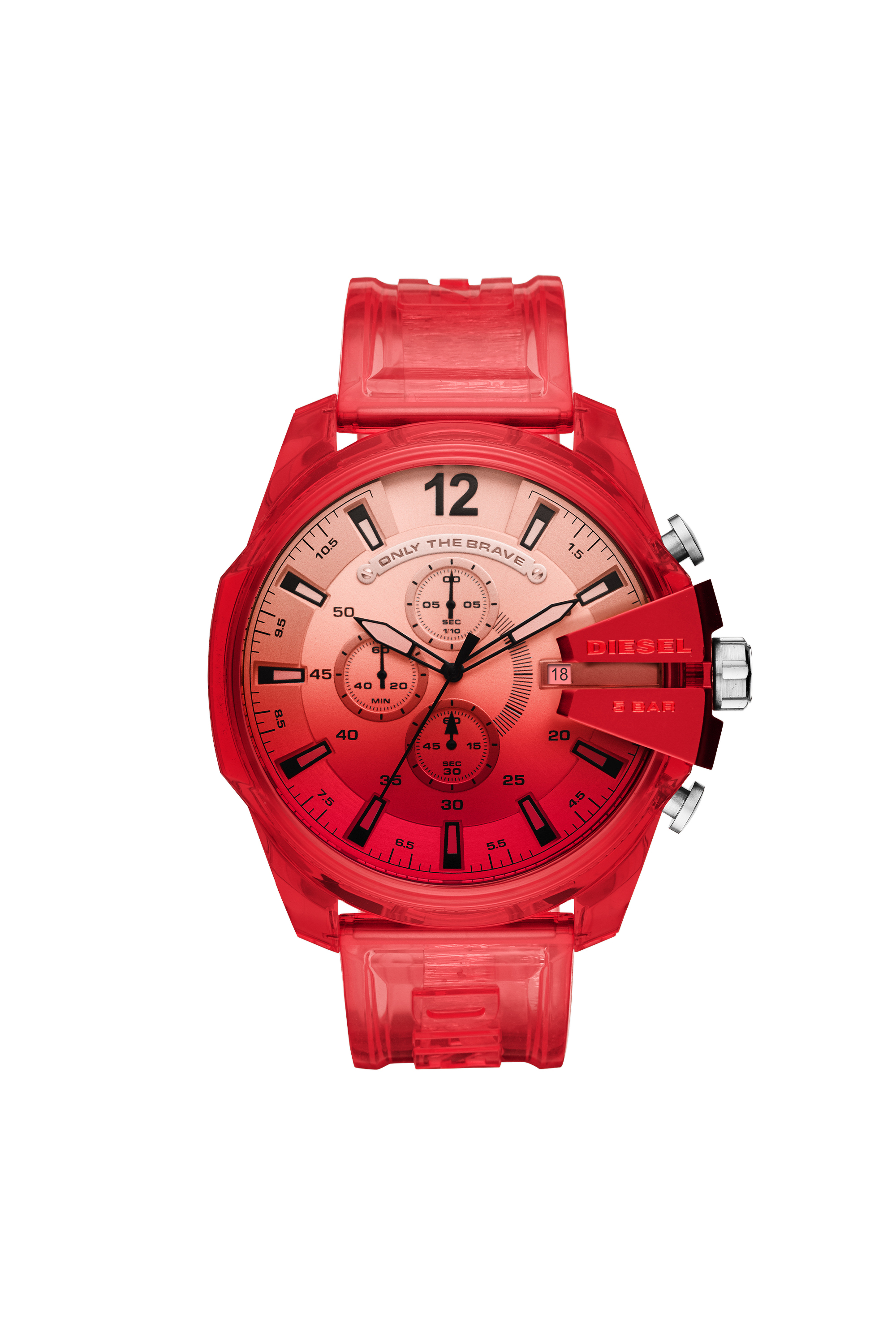 Diesel - DZ4534, Herren Rote Mega Chief-Armbanduhr aus Polyurethan mit Chronograph-Anzeige in Rot - 1