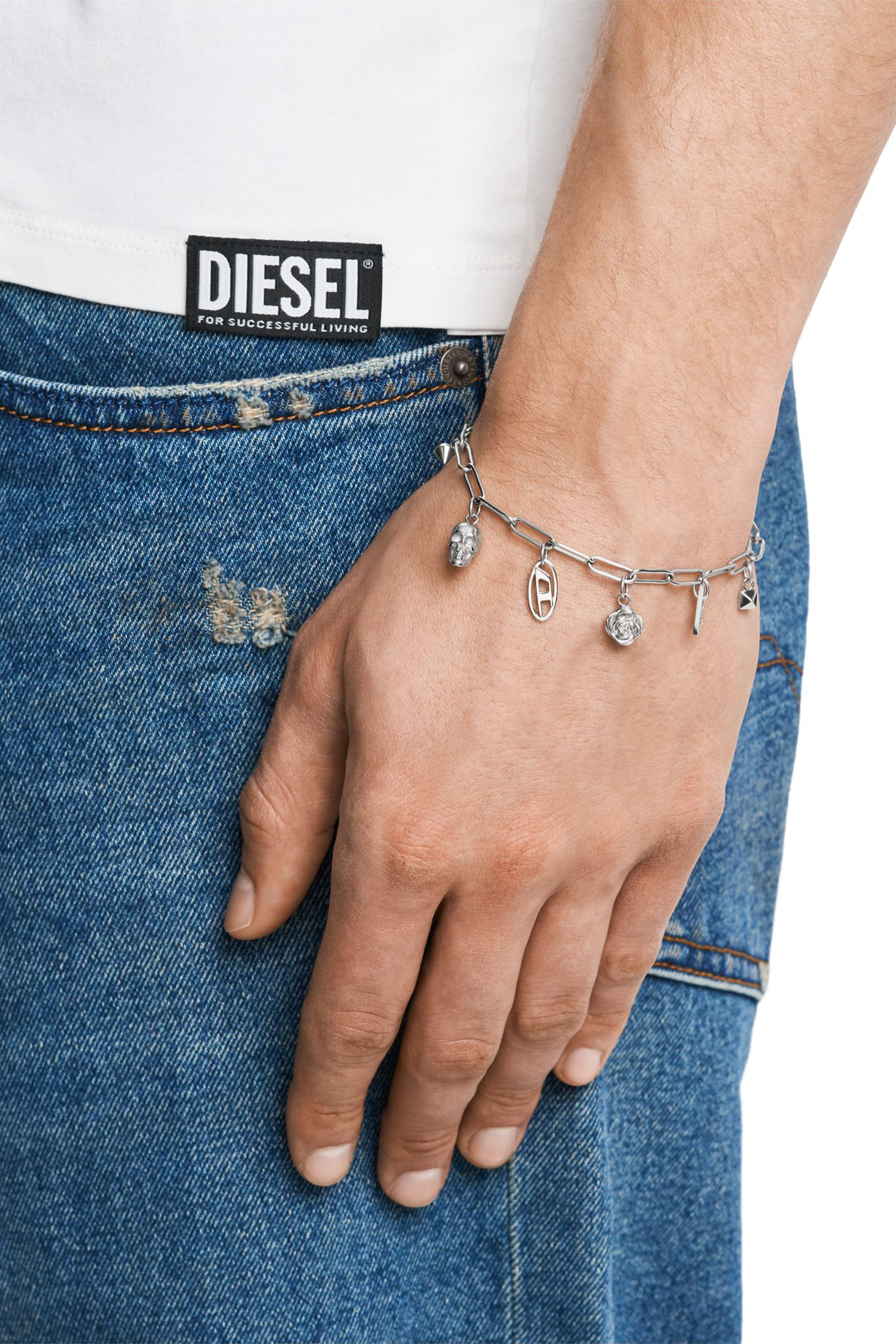 Diesel - DX1604040, Unisex Charm-Armband aus Edelstahl in Silber - 4