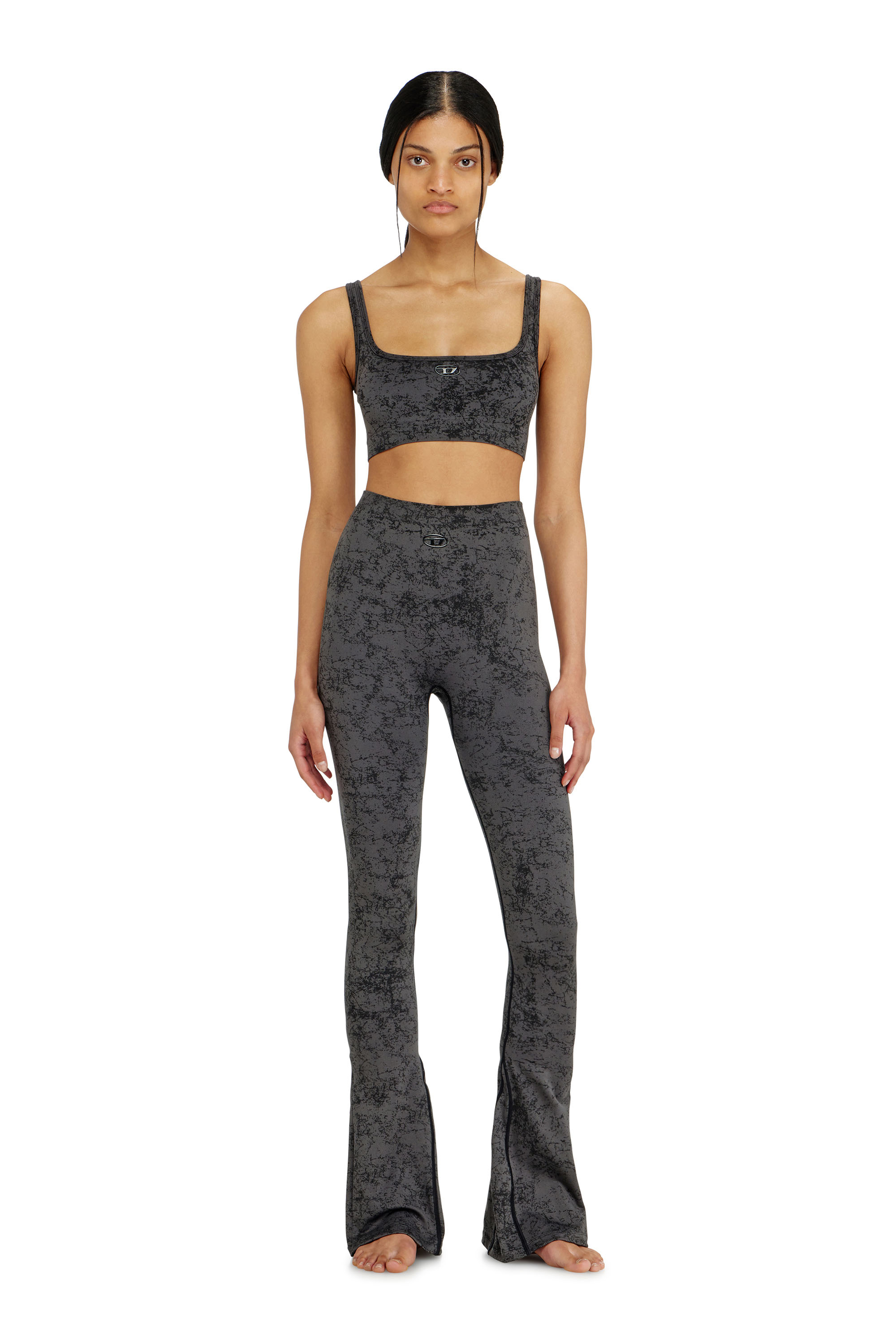 Diesel - CORNELIA-UTLT, Damen Fared leggings mit Utility-Print in Dunkelgrau - 1