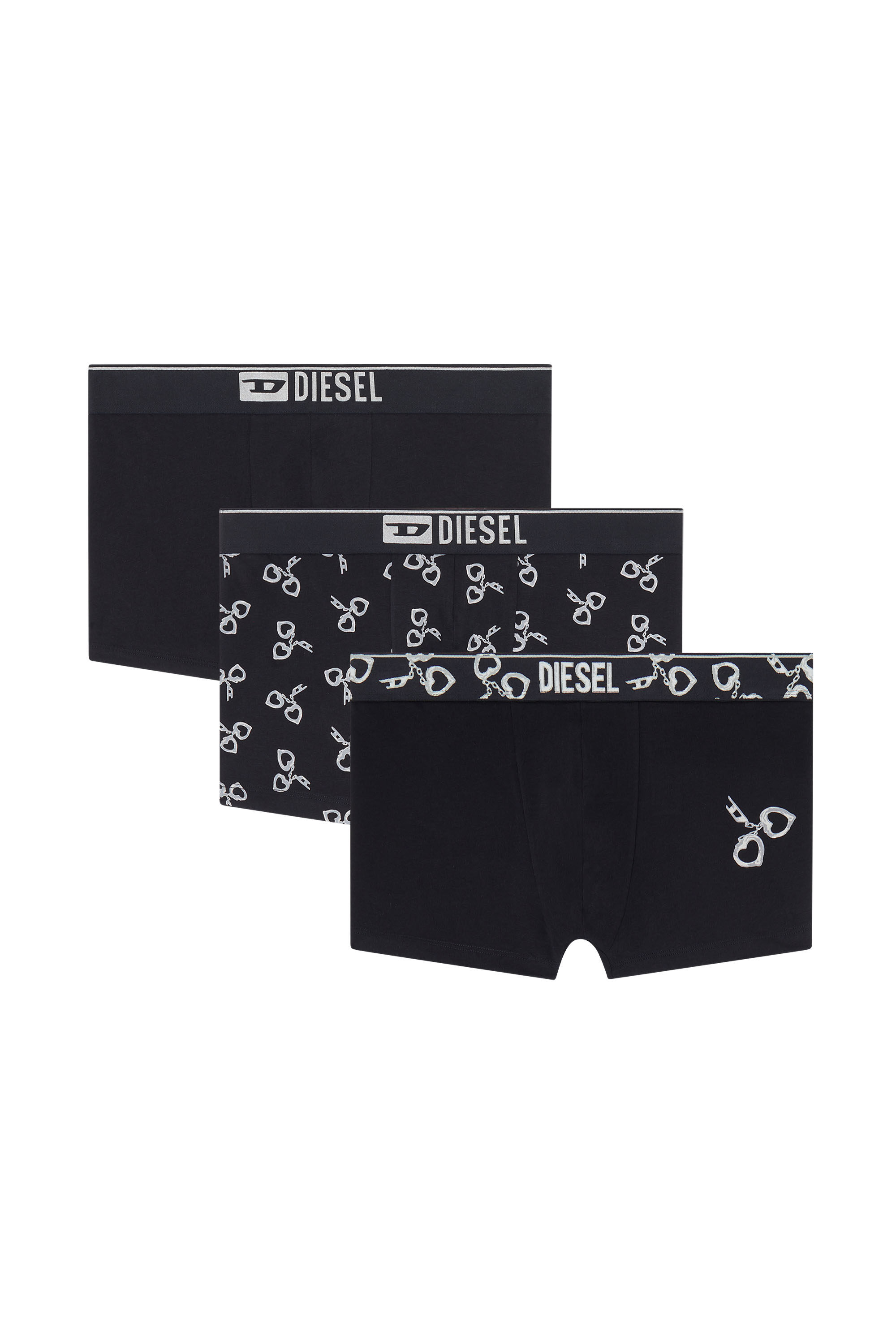 Diesel - DAMIEN-GFT-3PACK, Herren 3er-Pack Boxershorts mit Handschellen-Motiv in Schwarz - 2