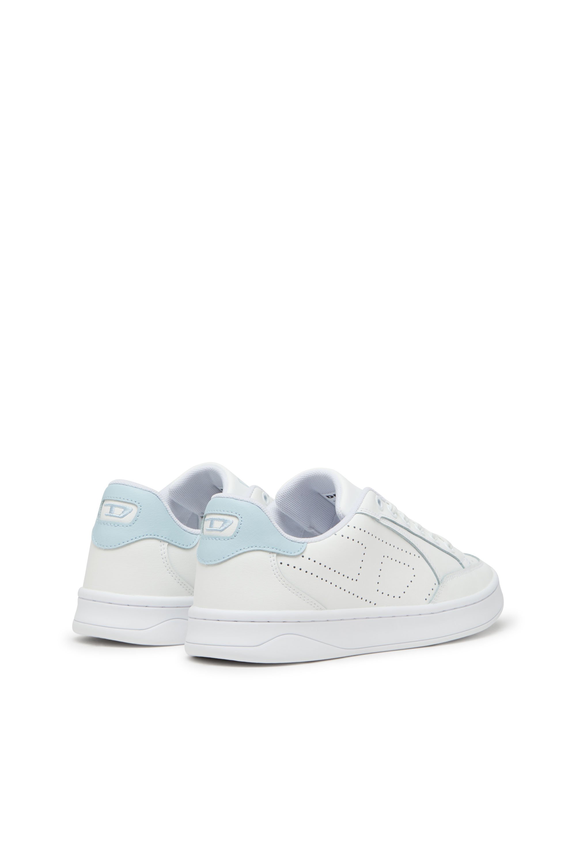 Diesel - S-DAKOTA LOW W, Damen Sneakers aus Leder mit perforiertem Logo in Weiss/Blau - 3