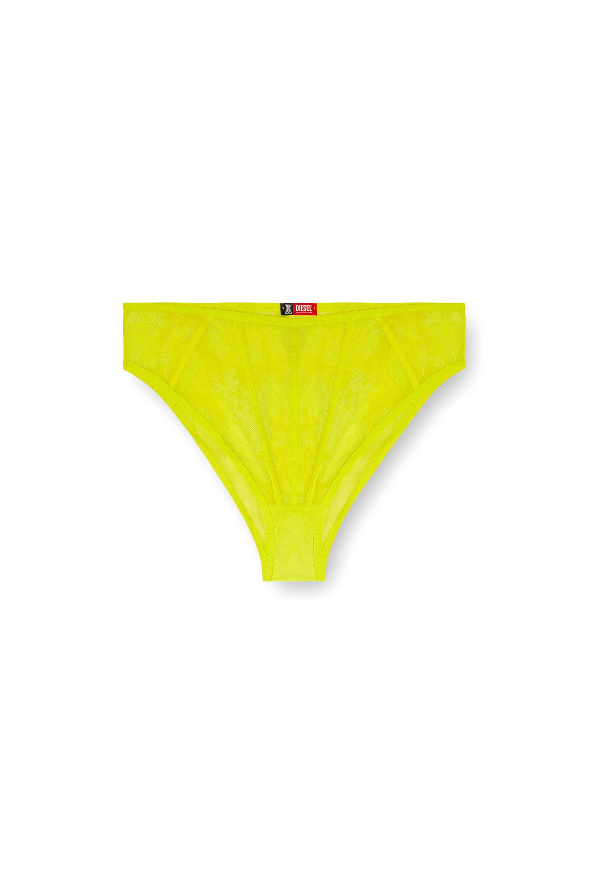 Diesel - C-MESH-HIGH-WAIST-BRIEF, Damen Hochtaillierter Slip aus beflocktem Mesh in Neongrün - 4