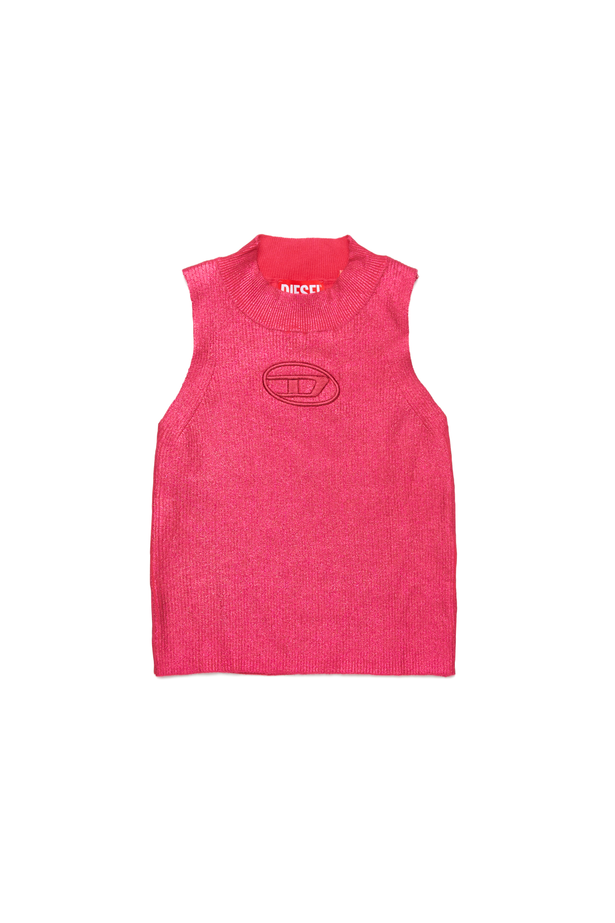 Diesel - KMONERVAXTOP, Woman's Tank top in metallic ribbed knit in Pink - 1