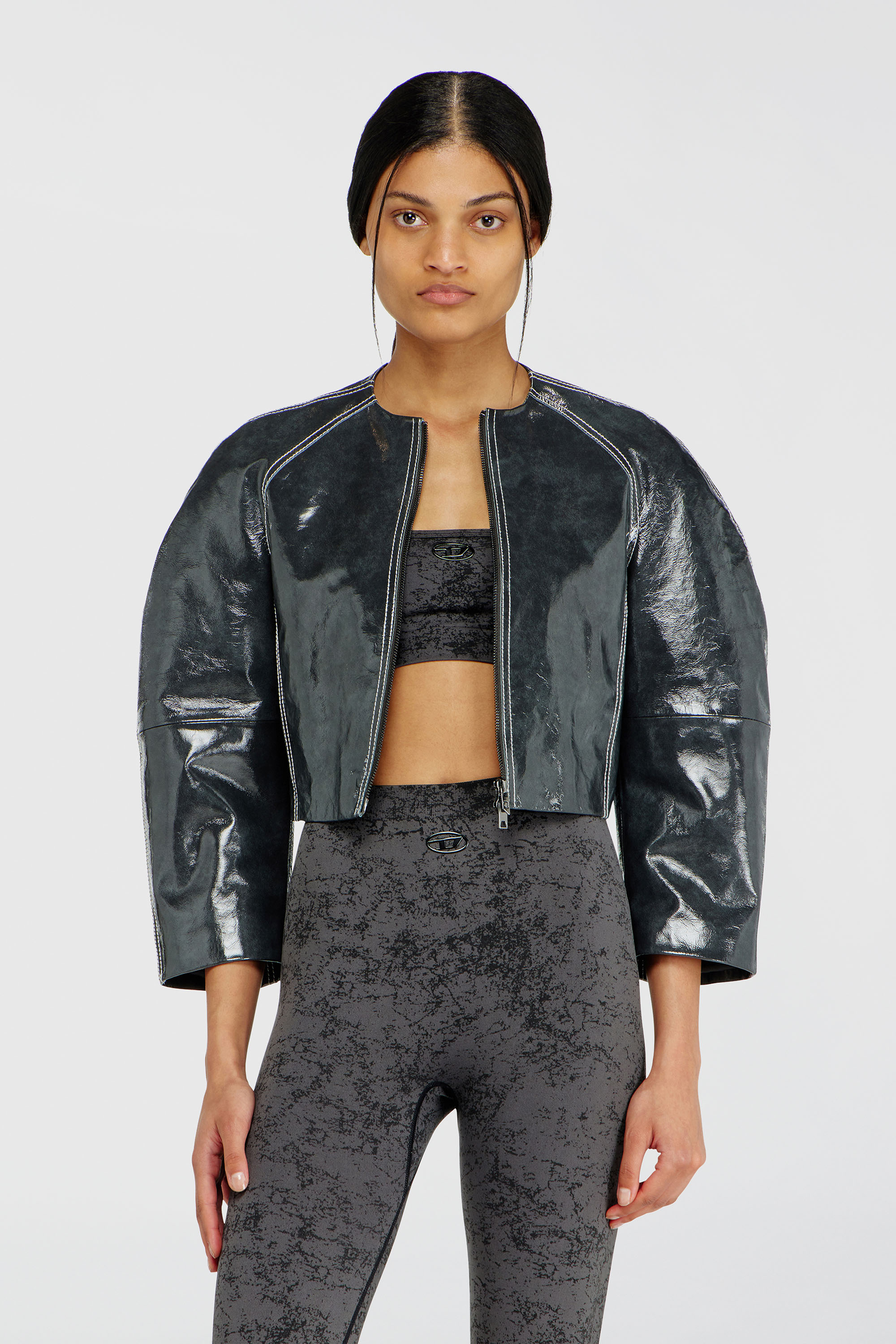 Diesel - HELLA-UTLT, Damen Sport-BH mit Utility-Print in Dunkelgrau - 5