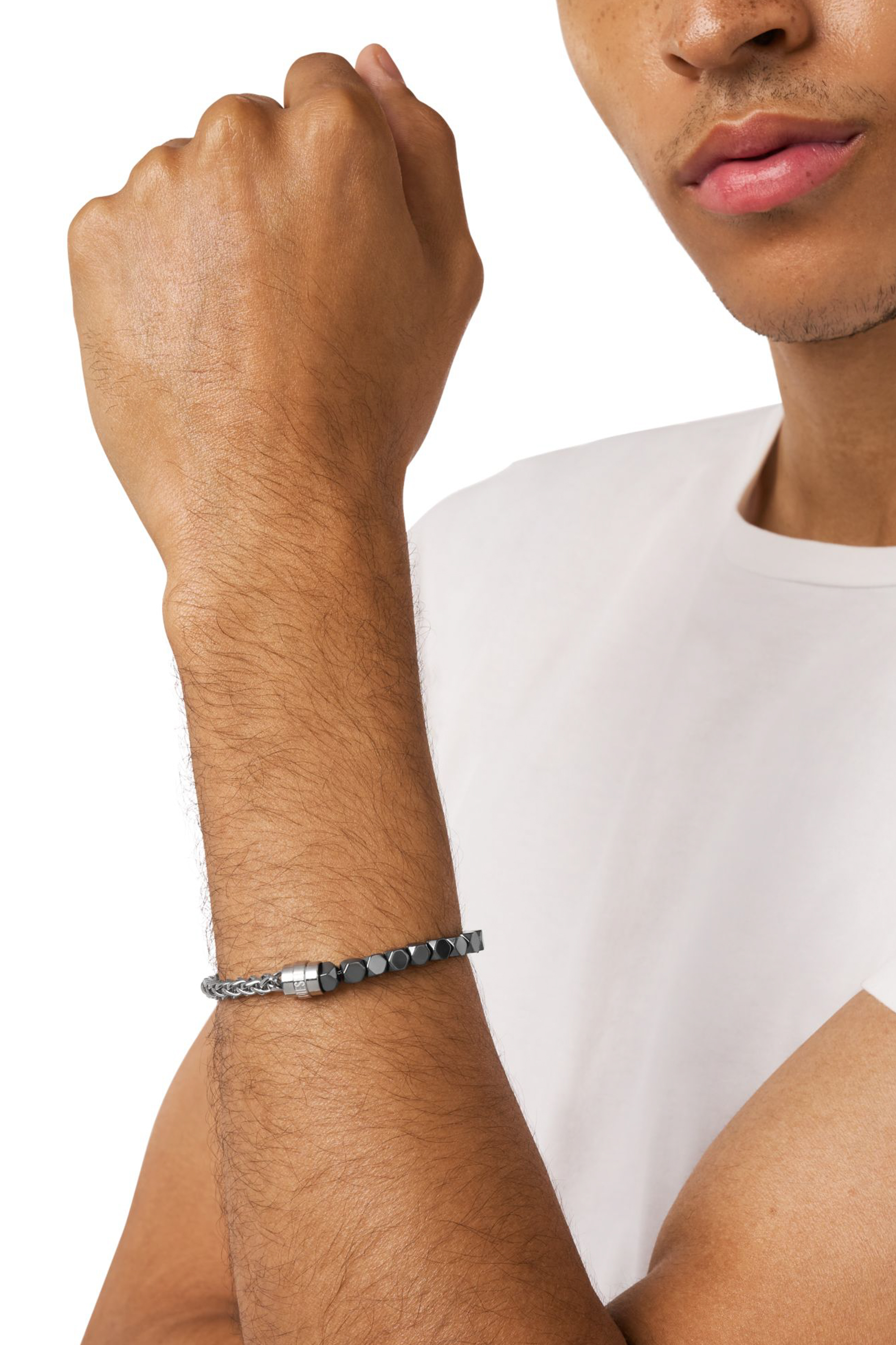 Diesel - DX1647931 JEWELLERY, Unisex Armband mit Edelstahl- und Hämatitperlen in Silber/Schwarz - 3