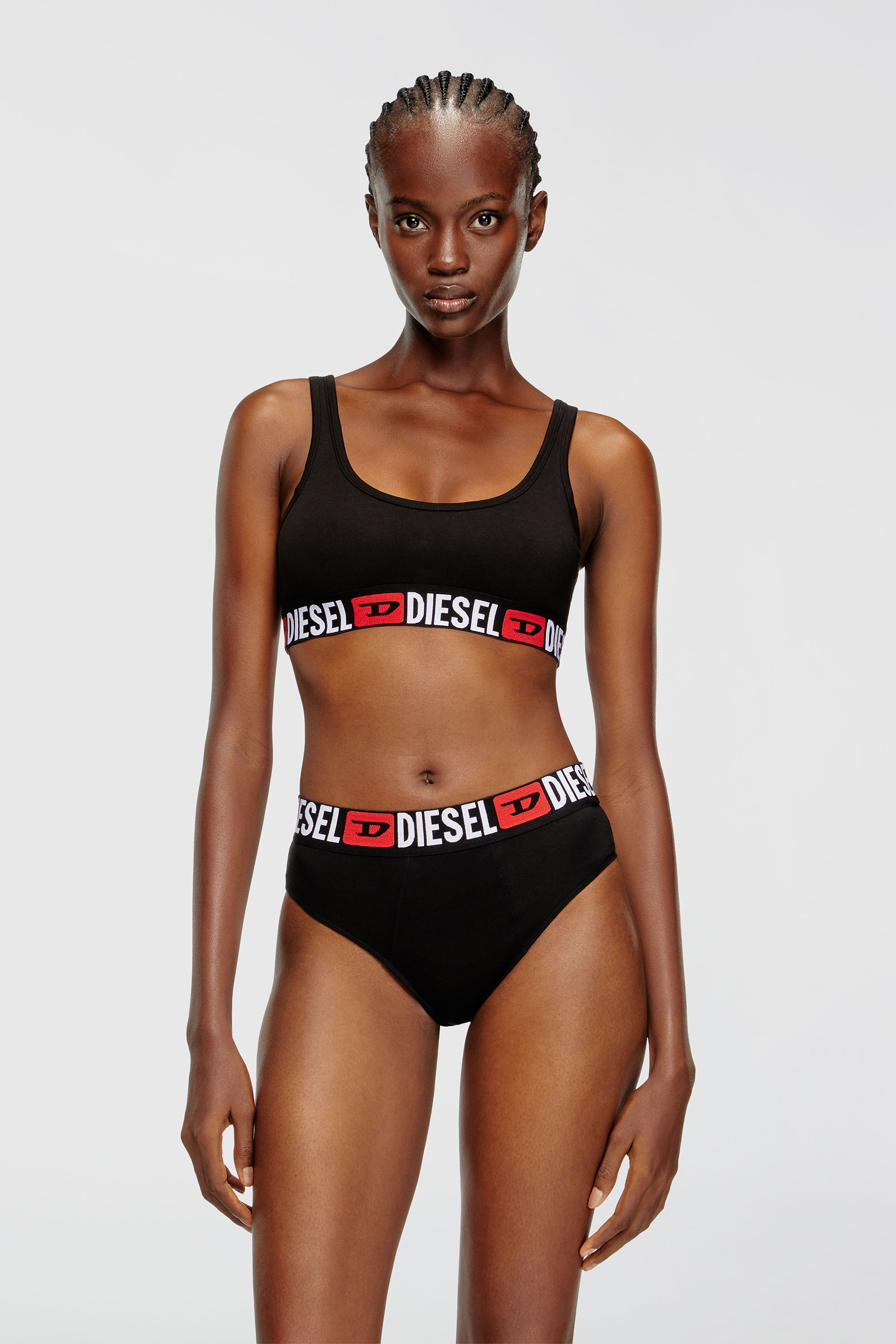 Diesel - UFSB-ORIBA, Damen Bralette mit Logoband in Schwarz - 1