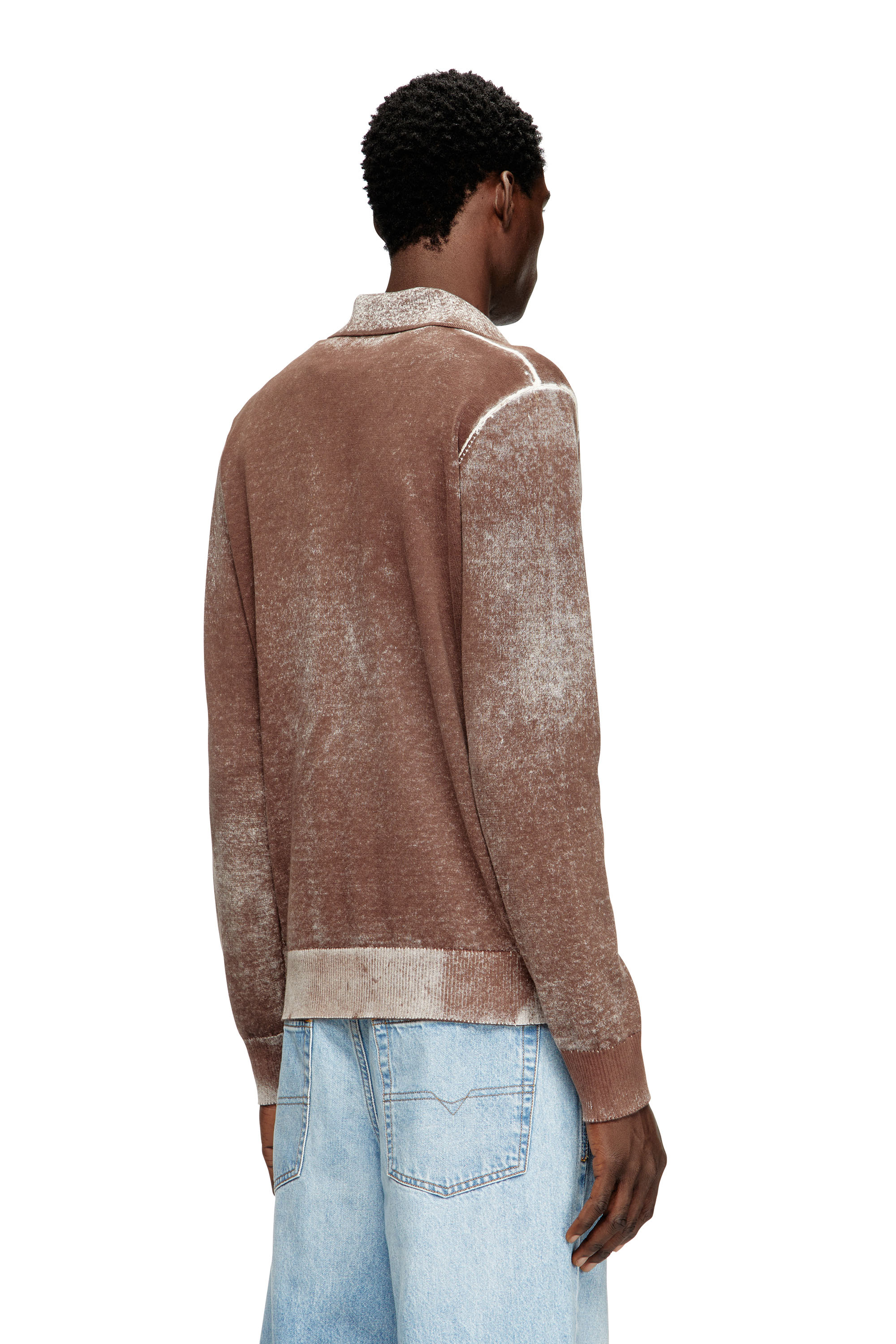 Diesel - K-LAWRENCE, Herren Polopullover mit verblasstem Rückseitendruck in Braun/Grau - 4